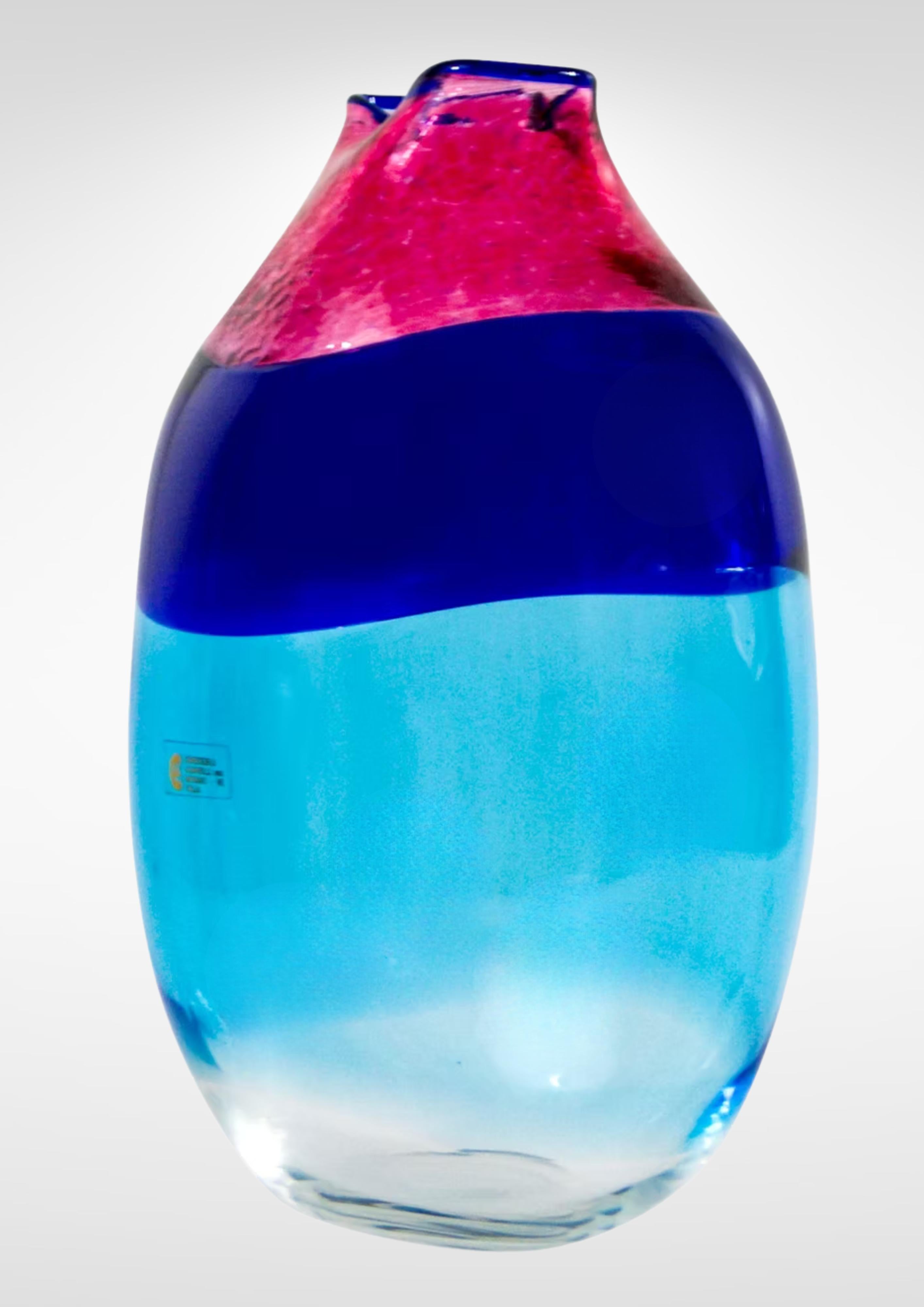 Cenedese & Albarelli Murano Glas Vase Rosa und Blau (Italienisch) im Angebot