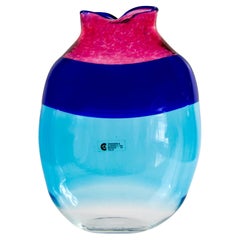 Cenedese and Albarelli Murano Glass Pink and Blue Vase