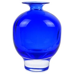 Cenedese Antonio da Ros Murano Sommerso Blu Vaso di fiori in vetro artistico italiano