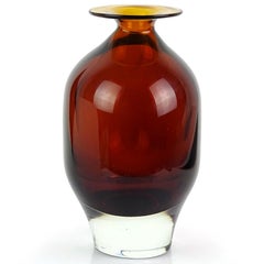 Cenedese Antonio da Ros Murano Sommerso Ámbar Oscuro Florero de vidrio artístico italiano