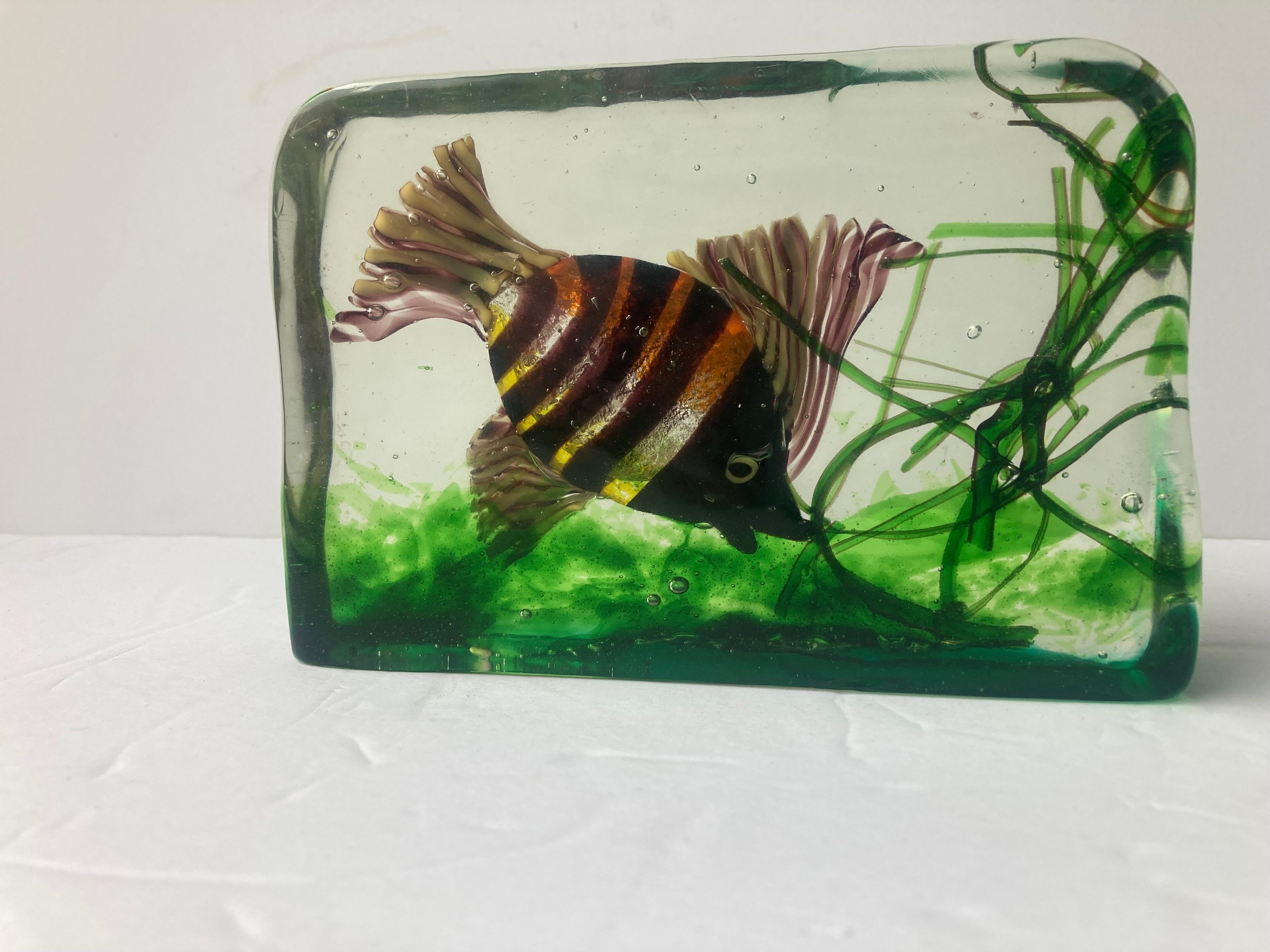 Modern Cenedese Aquarium /Fish Tank Murano Glass, Sculpture/Paperweight Attr Licata For Sale