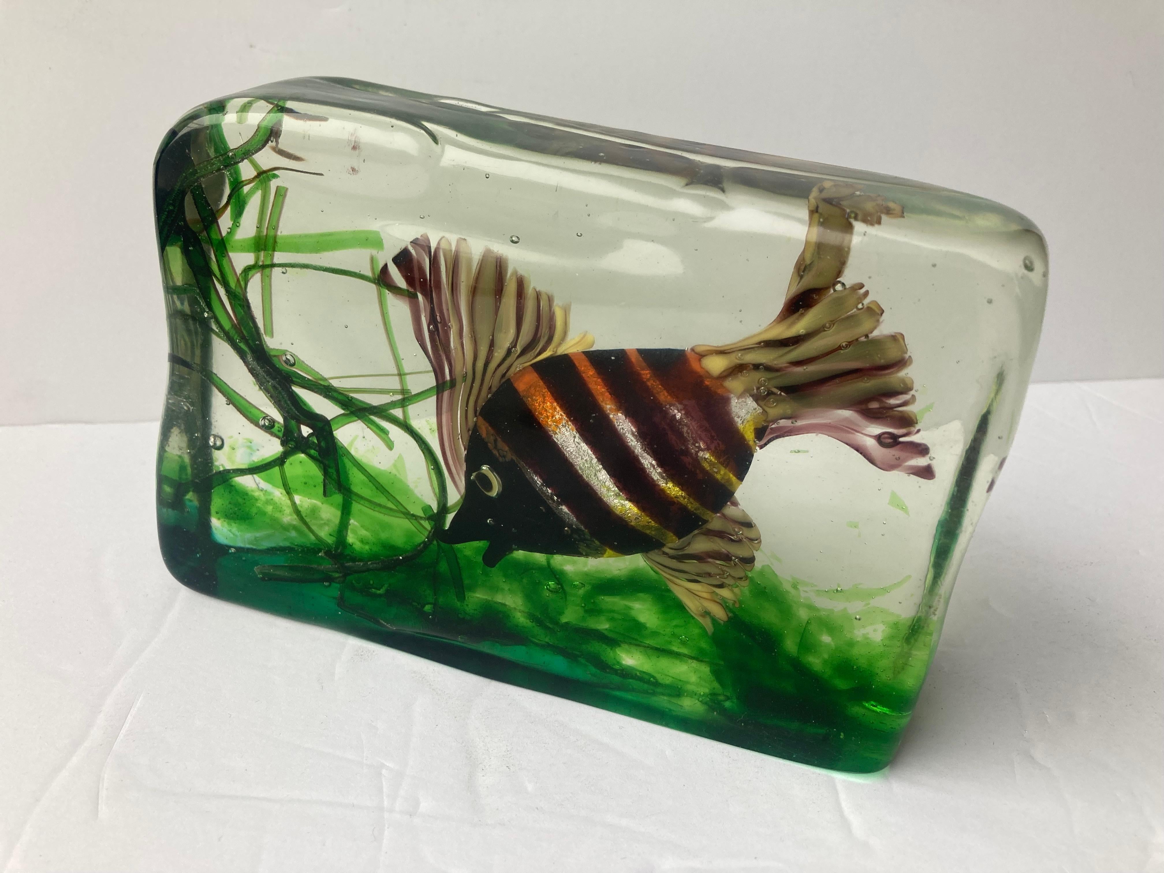 Hand-Crafted Cenedese Aquarium /Fish Tank Murano Glass, Sculpture/Paperweight Attr Licata For Sale