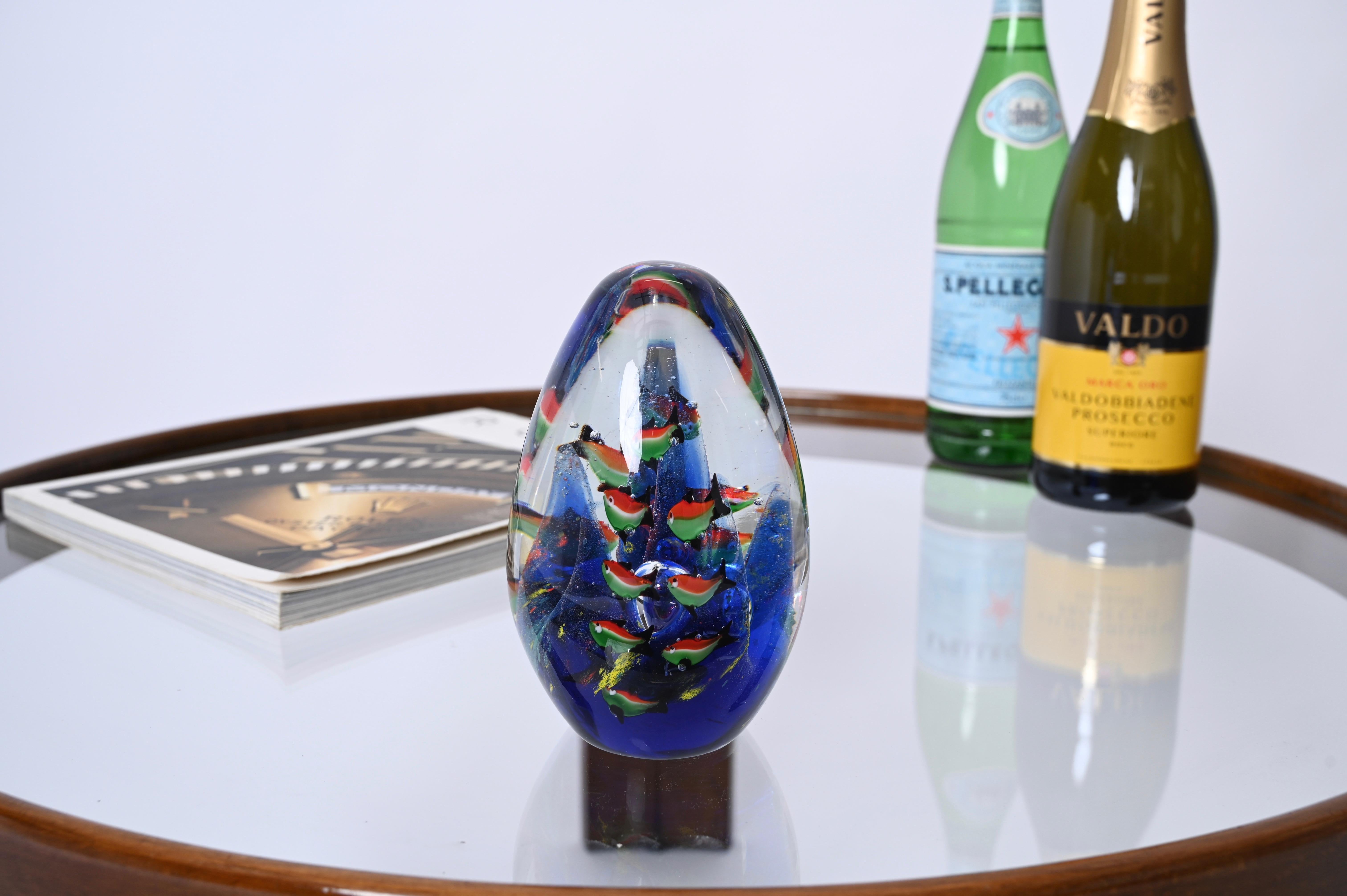 Verre Cenedese Sculpture artistique en verre de Murano avec œuf 