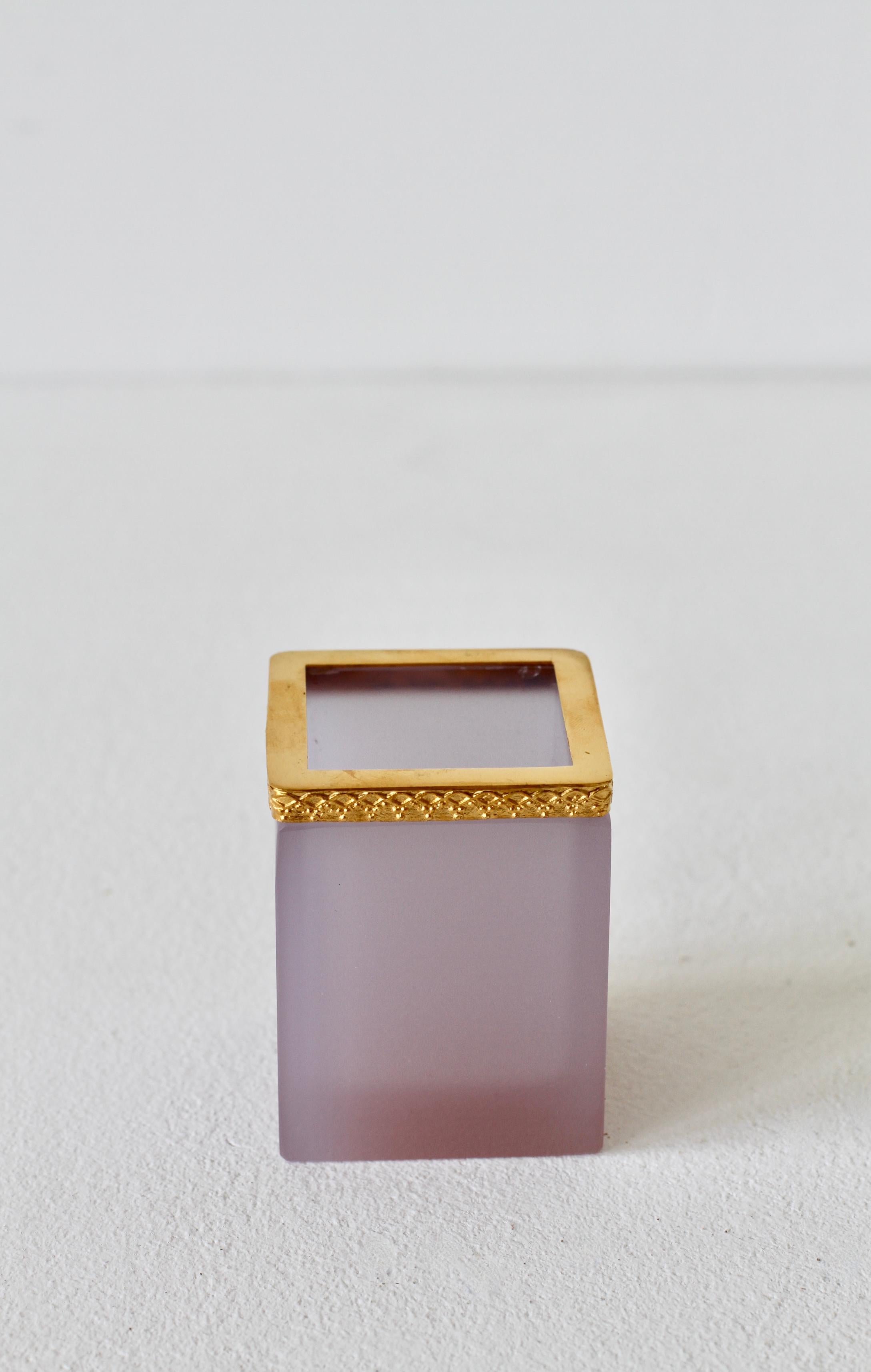 Cenedese 'Attr.' Opaline Pink Colored Murano Glass and Gold-Plated Pen Holder For Sale 2