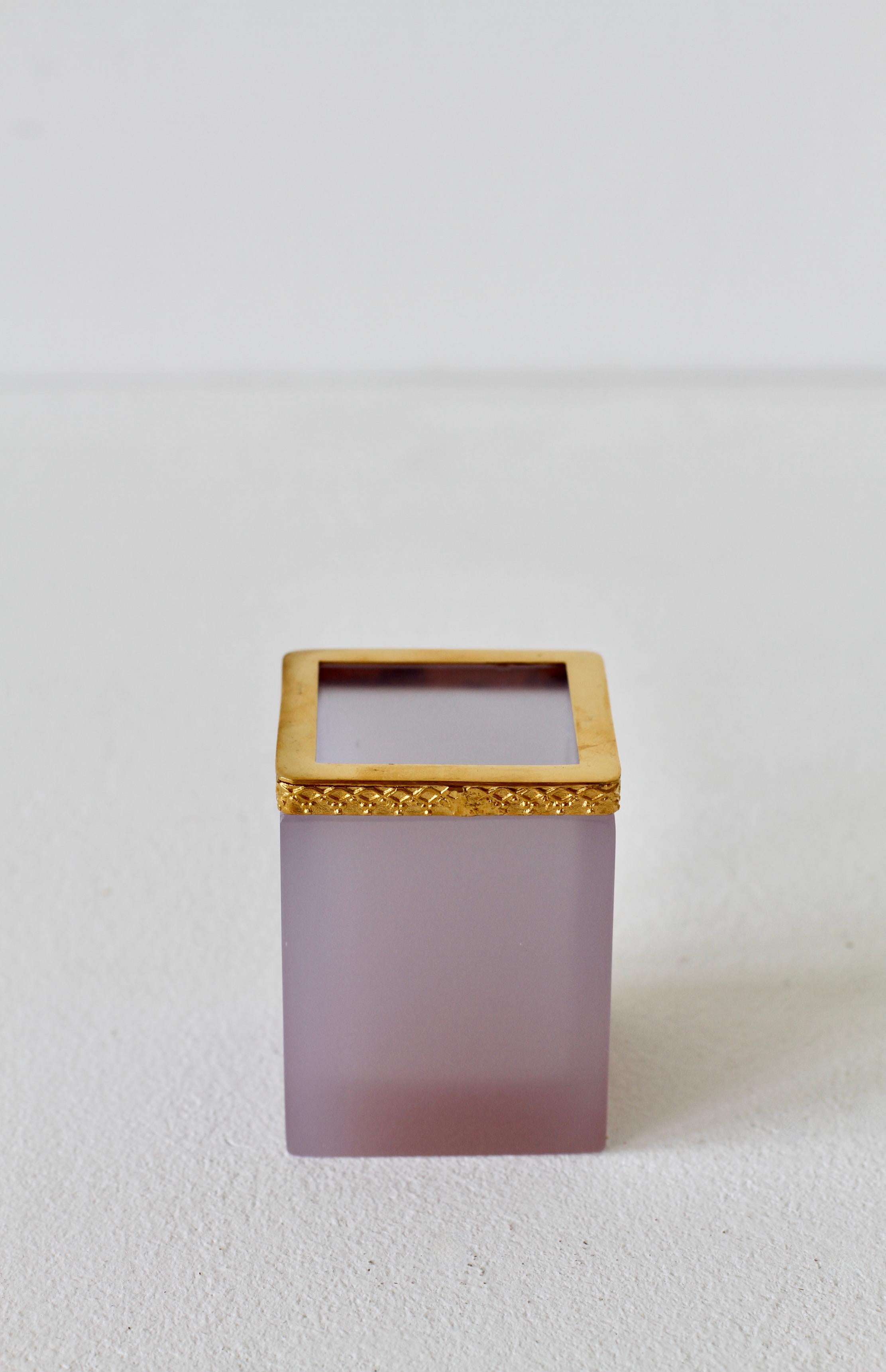 Cenedese 'Attr.' Opaline Pink Colored Murano Glass and Gold-Plated Pen Holder For Sale 4