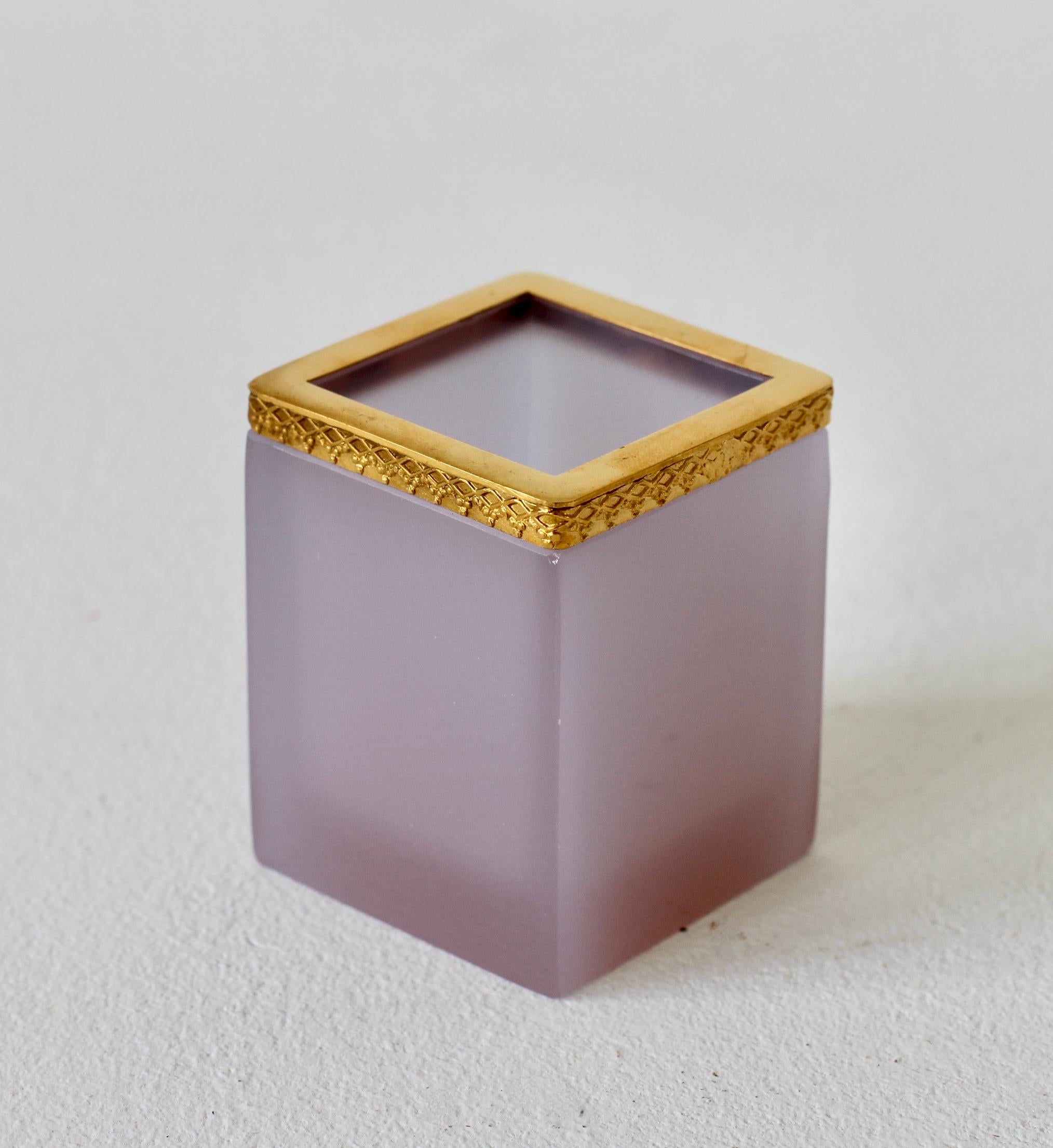 Cenedese 'Attr.' Opaline Pink Colored Murano Glass and Gold-Plated Pen Holder For Sale 5