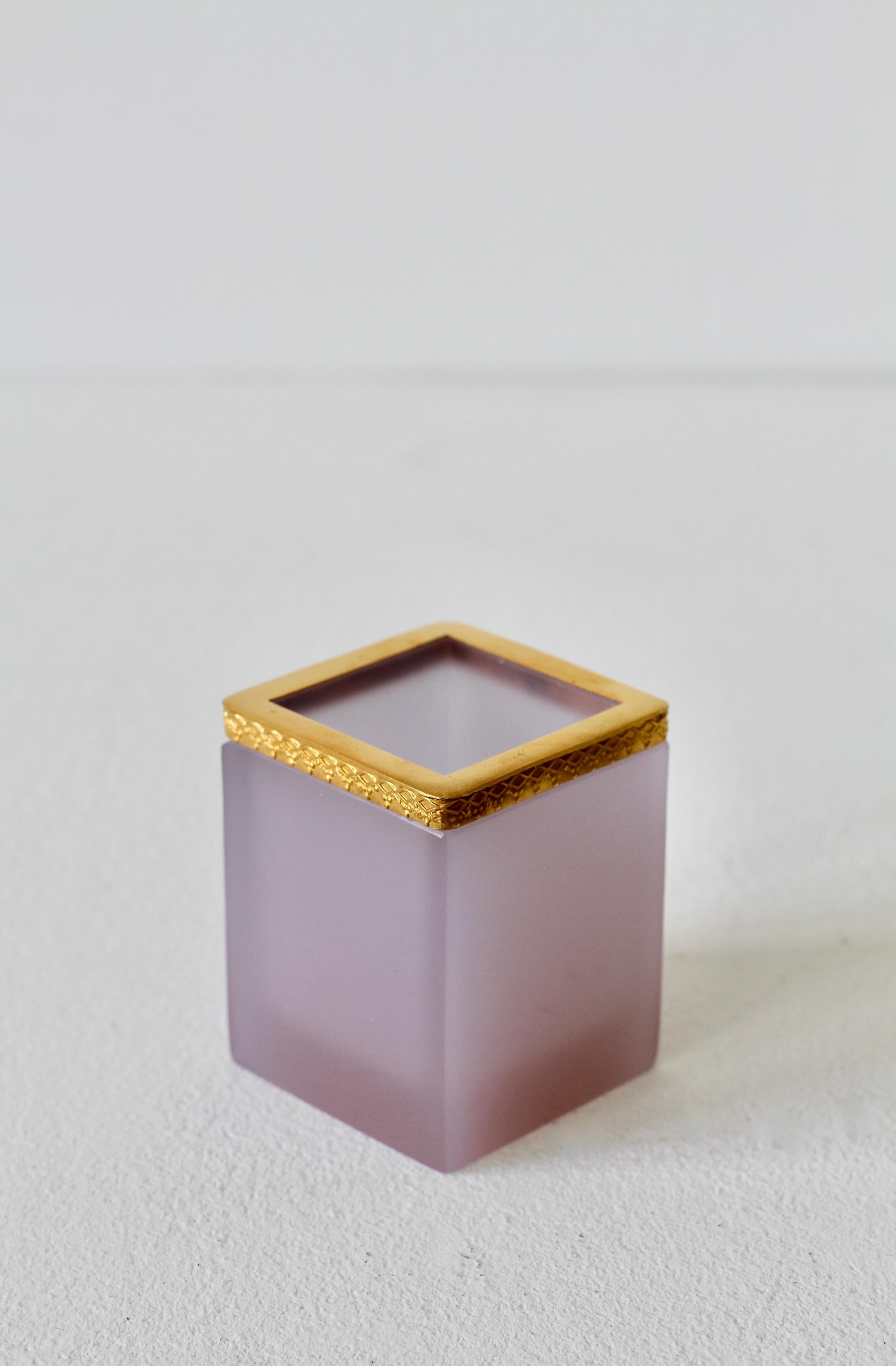 20th Century Cenedese 'Attr.' Opaline Pink Colored Murano Glass and Gold-Plated Pen Holder For Sale