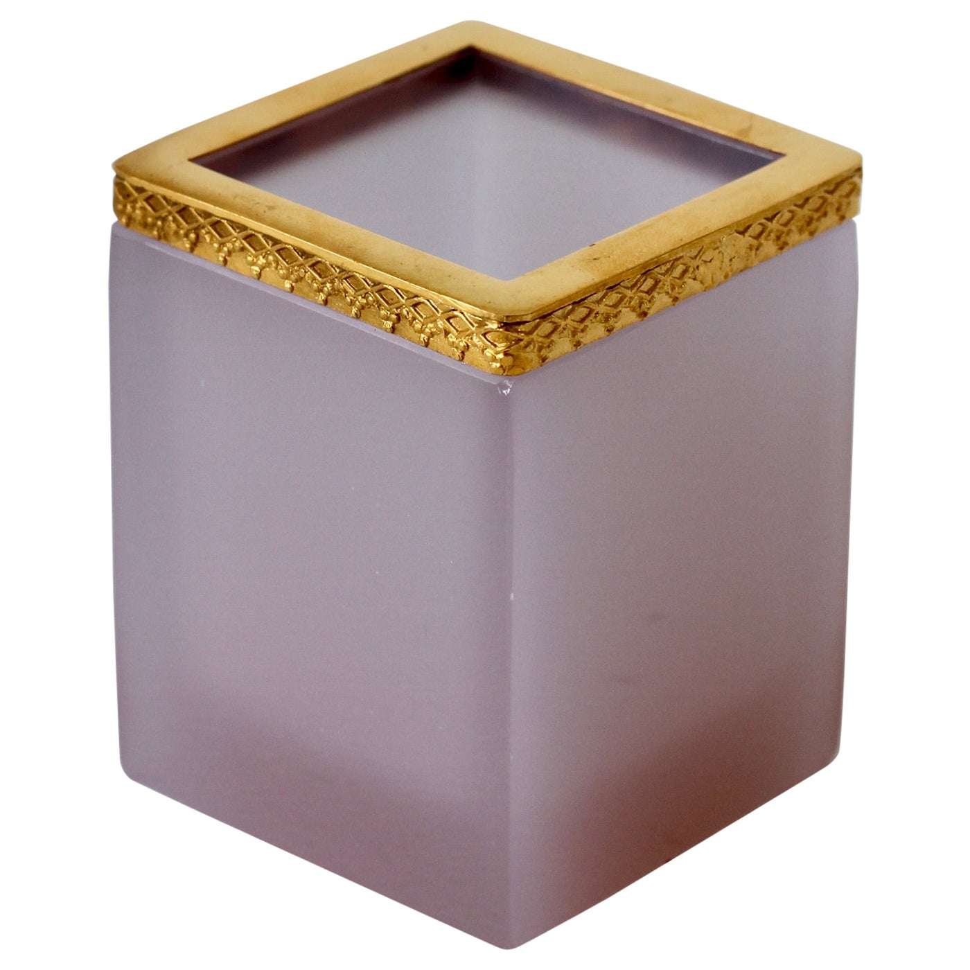 Cenedese 'Attr.' Opaline Pink Colored Murano Glass and Gold-Plated Pen Holder