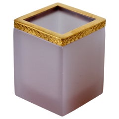 Cenedese 'Attr.' Opaline Pink Colored Murano Glass and Gold-Plated Pen Holder