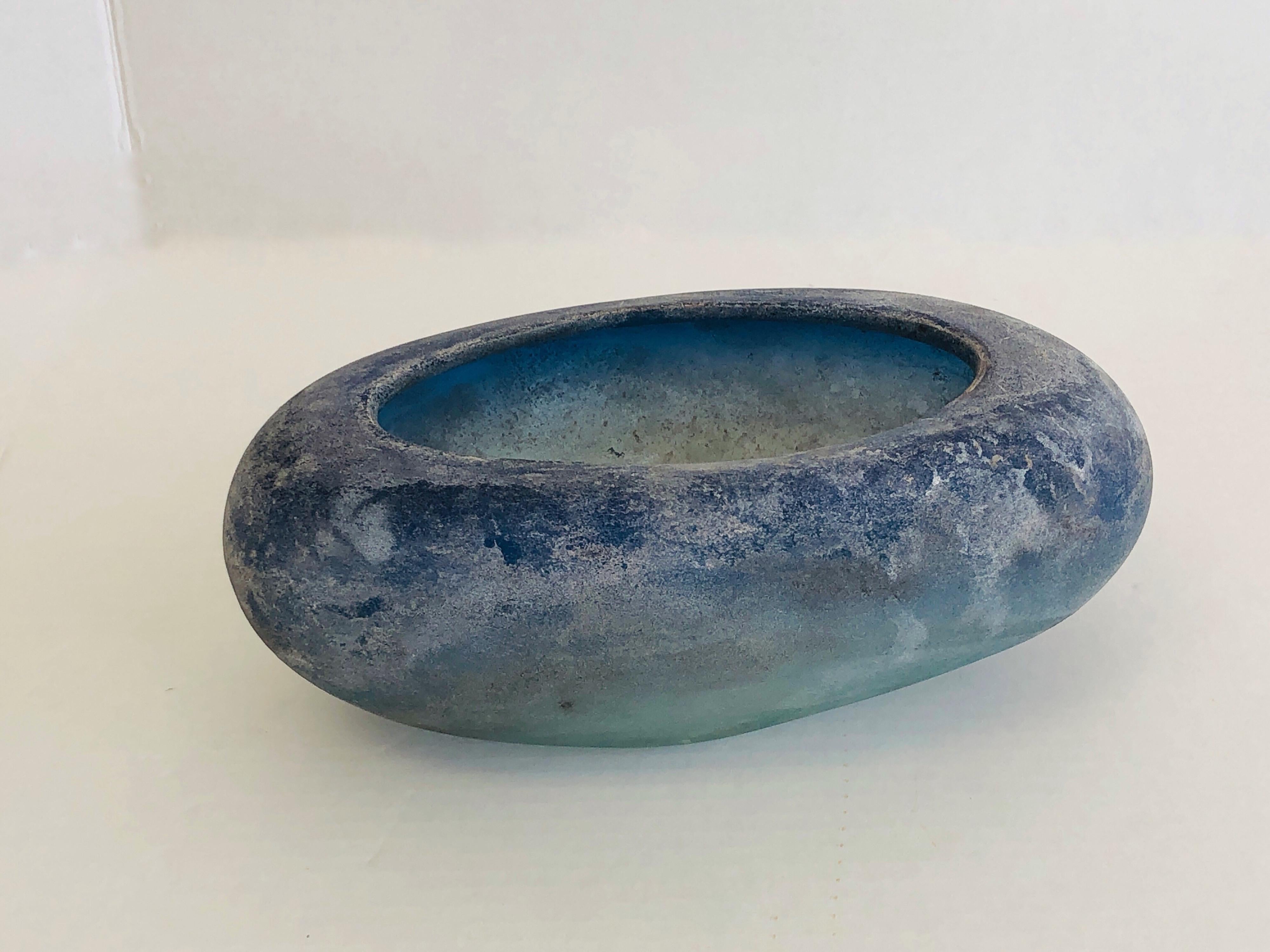 Biomorphic Cenedese bowl. Beautiful color and corroso surface.