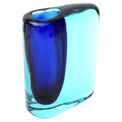 Cenedese Vase aus kobalt- und türkisblauem Murano-Sommerso-Glas