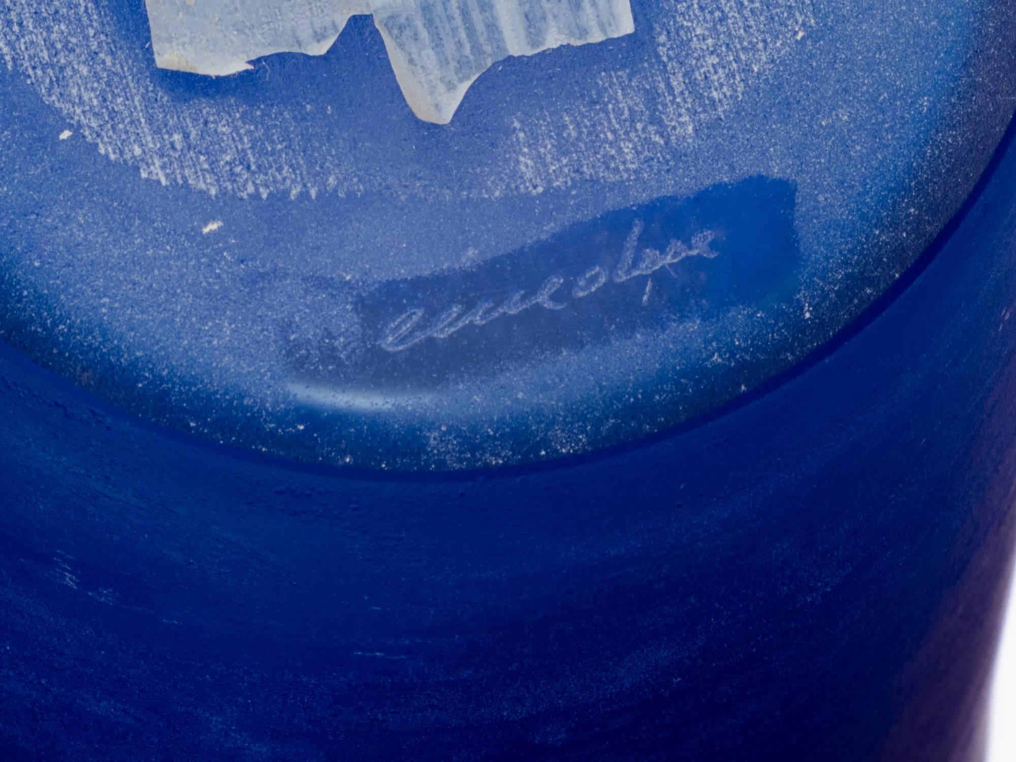 Vaso in vetro italiano blu cobalto Cenedese 1