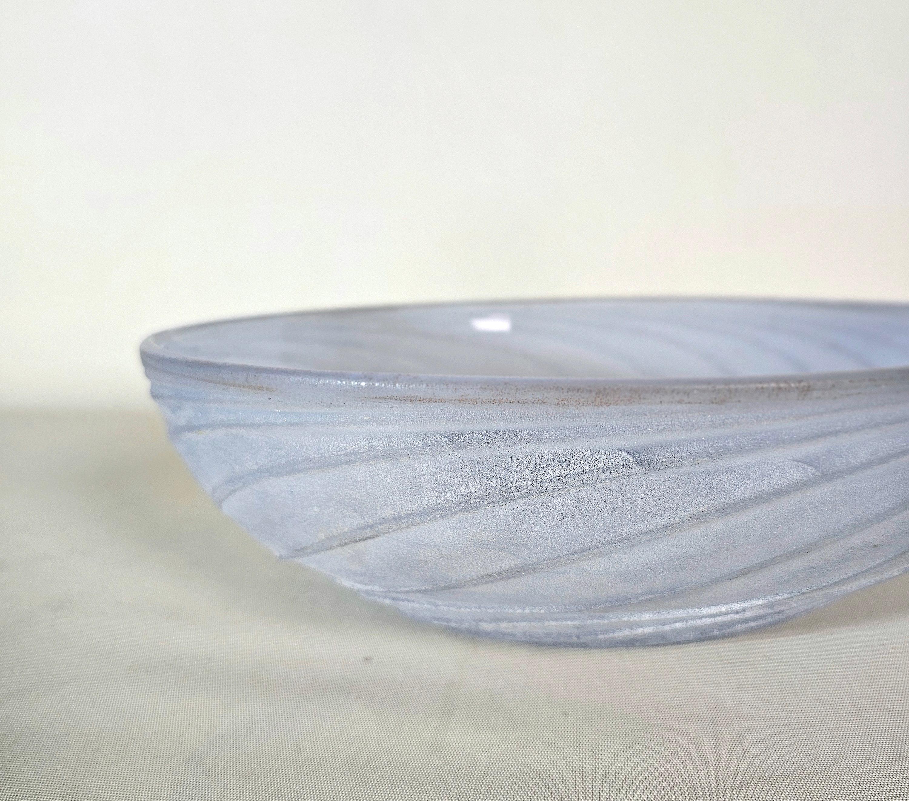 Italian Cenedese Decorative Object Bowl Centerpiece Murano Glass Scavo Midcentury 1960s For Sale