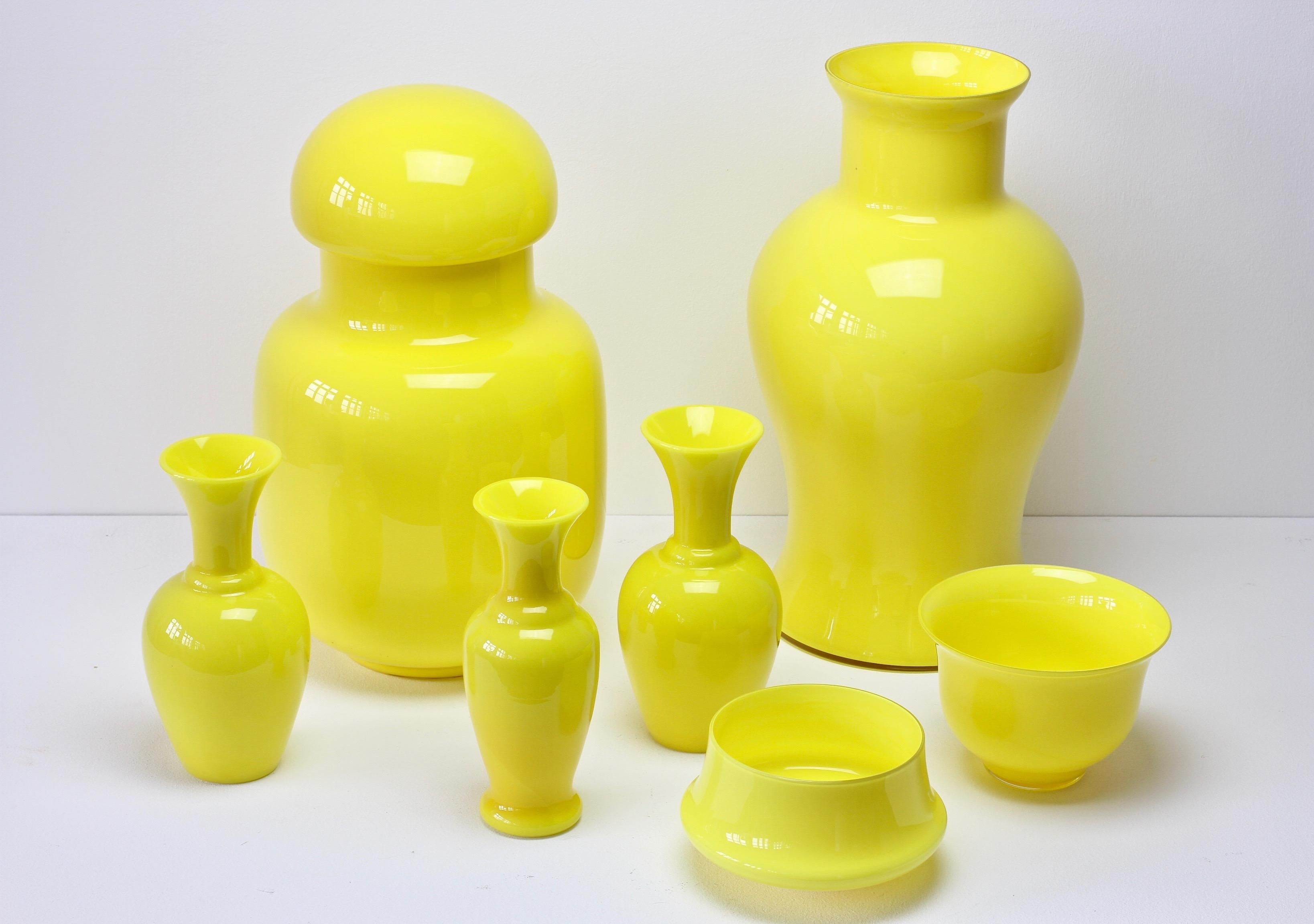bright yellow vases
