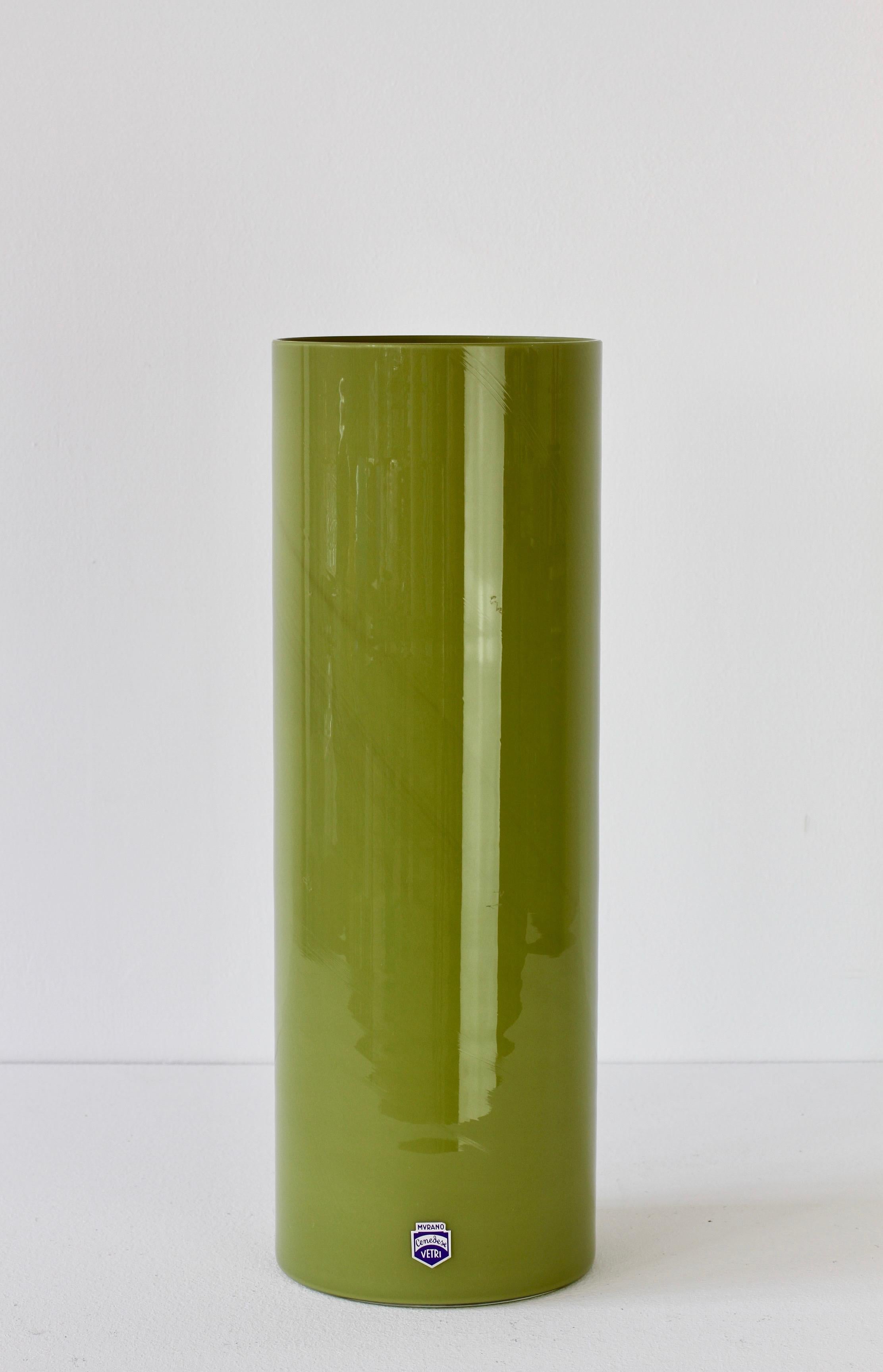 Mid-Century Modern Cenedese Ensemble of Moss Green Vintage Midcentury Italian Murano Glass Vases