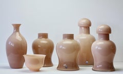 Cenedese Ensemble of Nude Pink Vintage Mid-Century Italian Murano Art Glass