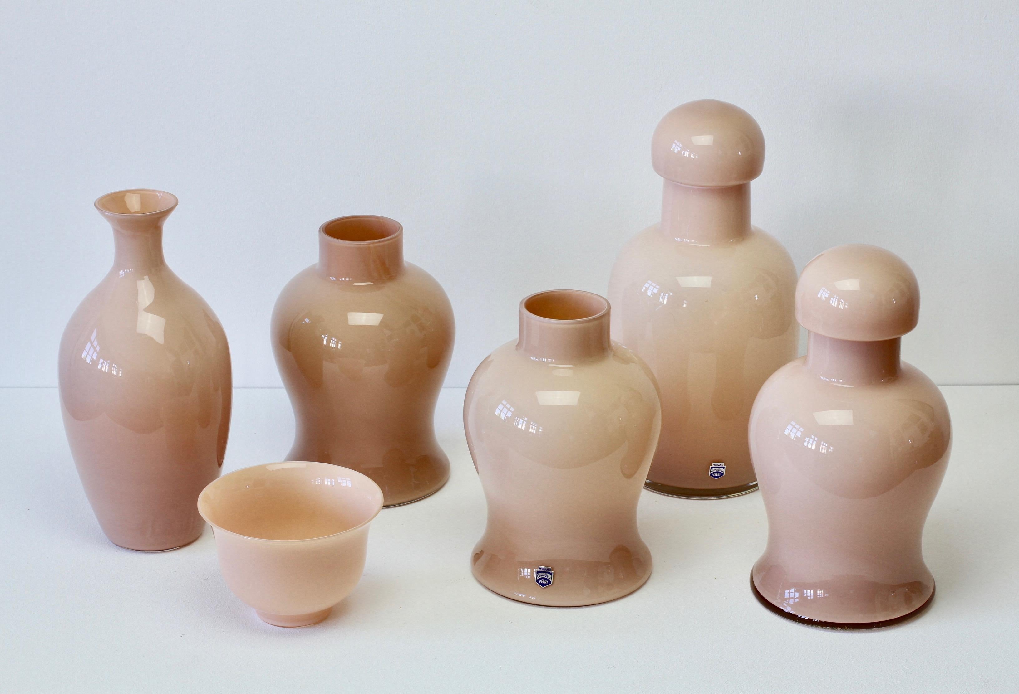 Mid-Century Modern Cenedese Ensemble of Nude Pink Vintage Mid-Century Italian Murano Art Glass For Sale
