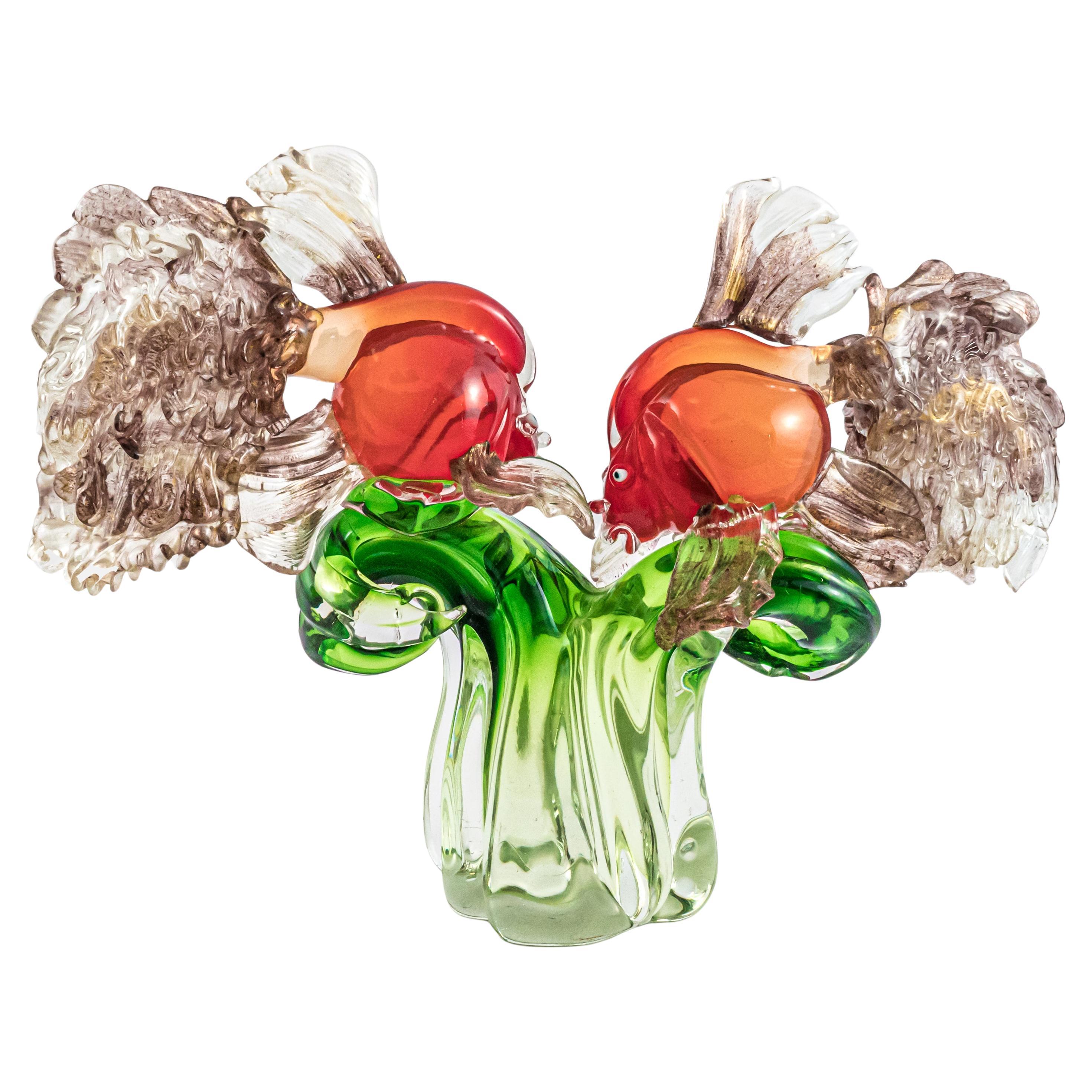 Mid-Century Modern Alfredo Barbini Fish Sculpture, Hand-Crafted Murano Glass For Sale