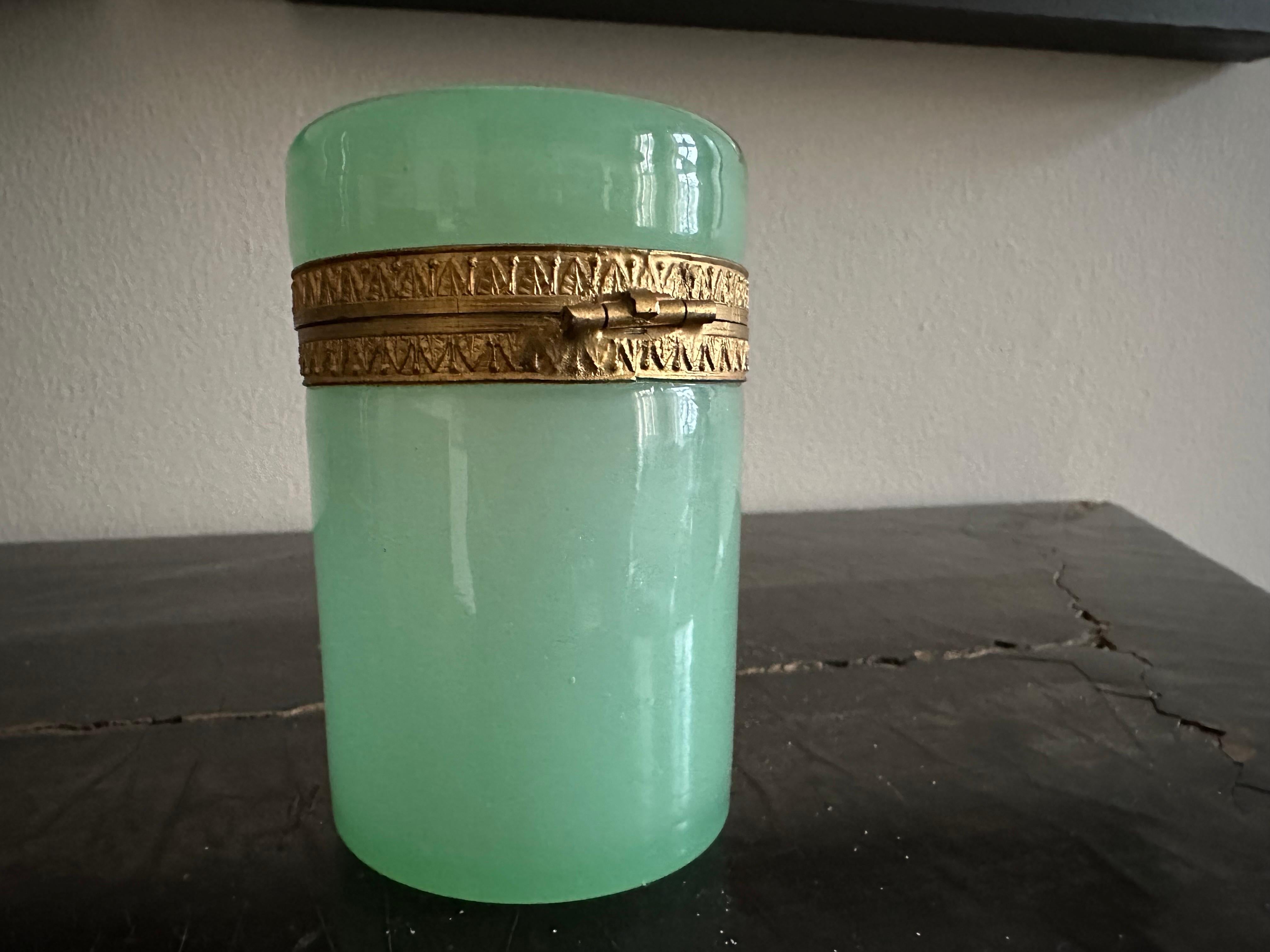 Italian  CENEDESE Glass Murano Jewelry Box - Jade Green, Early 20th Century Italy For Sale