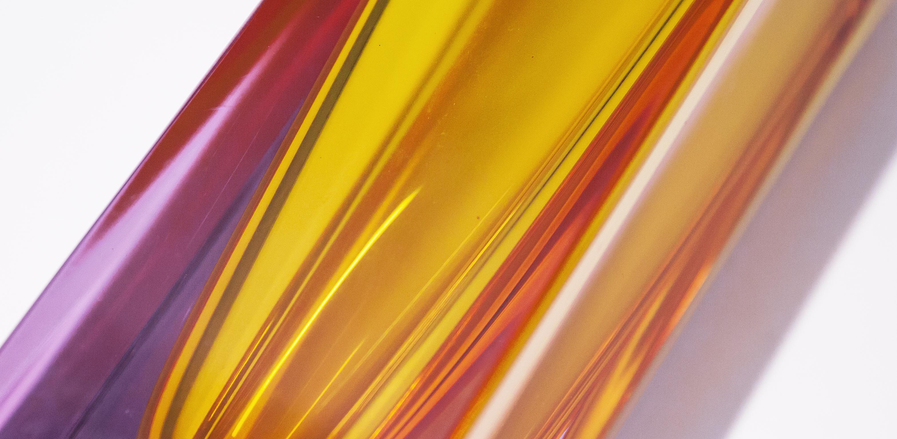 Cenedese grand carafe en verre de Murano jaune et rose des années 1960 en vente 1