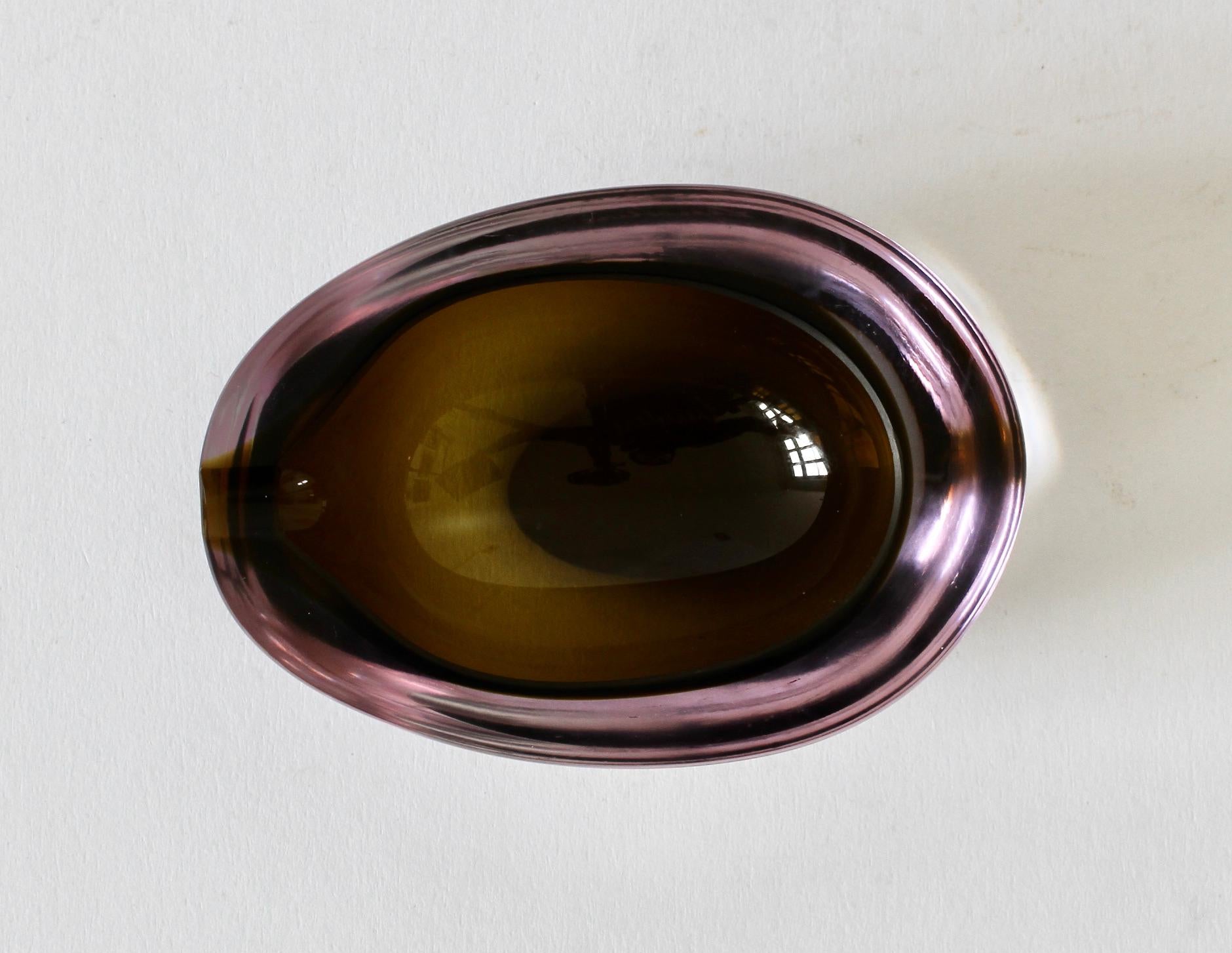 Cenedese Italian Alexandrite & Green Sommerso Murano Glass Bowl or Ashtray 3