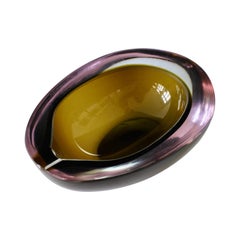 Cenedese Italian Alexandrite & Green Sommerso Murano Glass Bowl or Ashtray