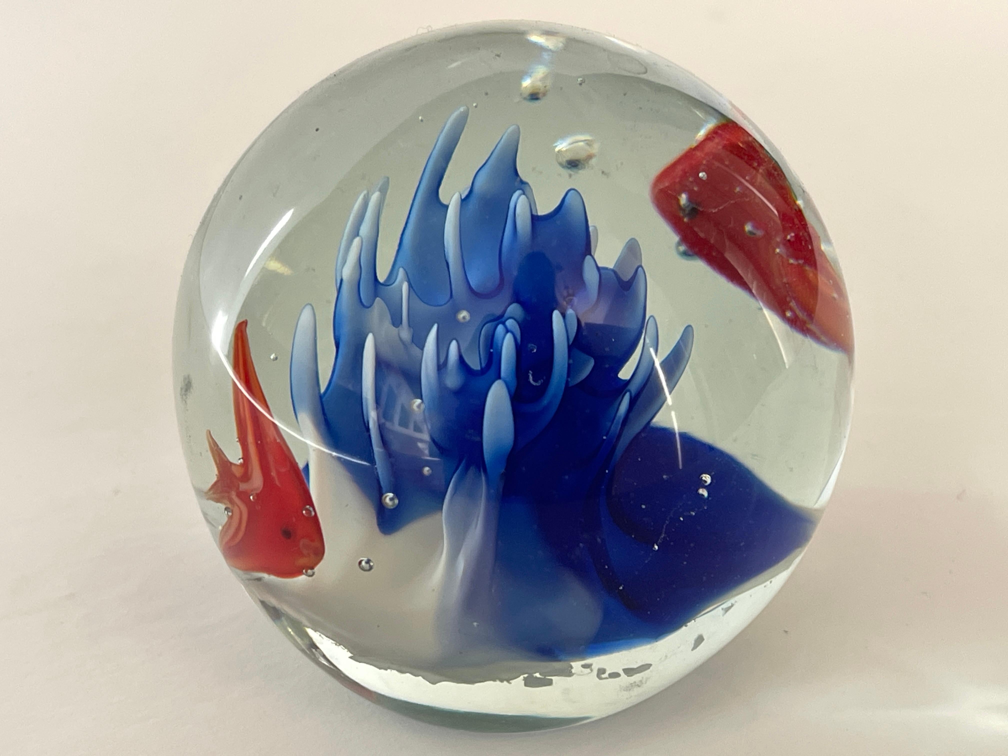 Cenedese Italian Glass Fish Aquarium Paperweight For Sale 1
