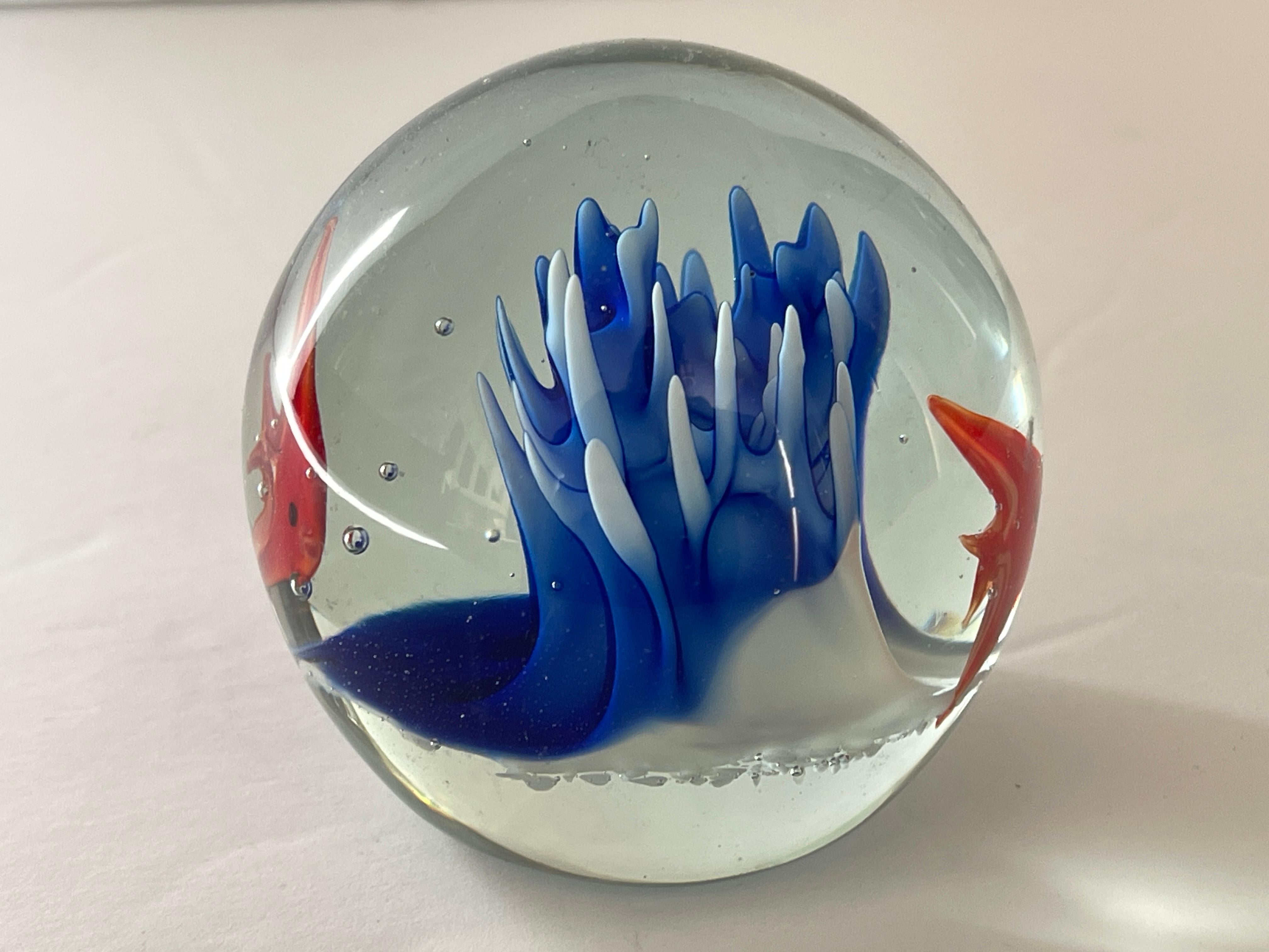 Cenedese Italian Glass Fish Aquarium Paperweight For Sale 2