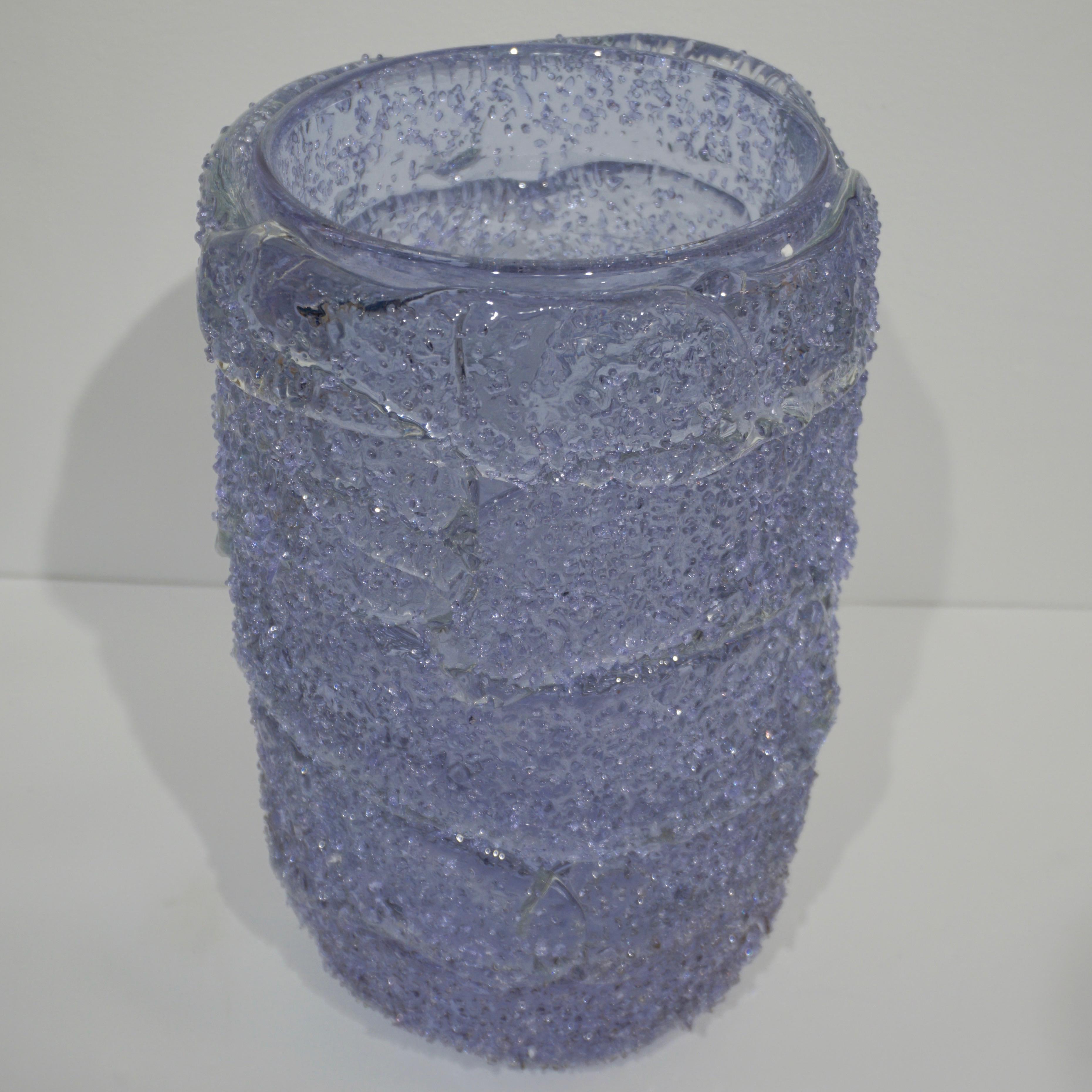Cenedese Italian Pair of Pink Amethyst Aqua Blue Alexandrite Murano Glass Vases 6