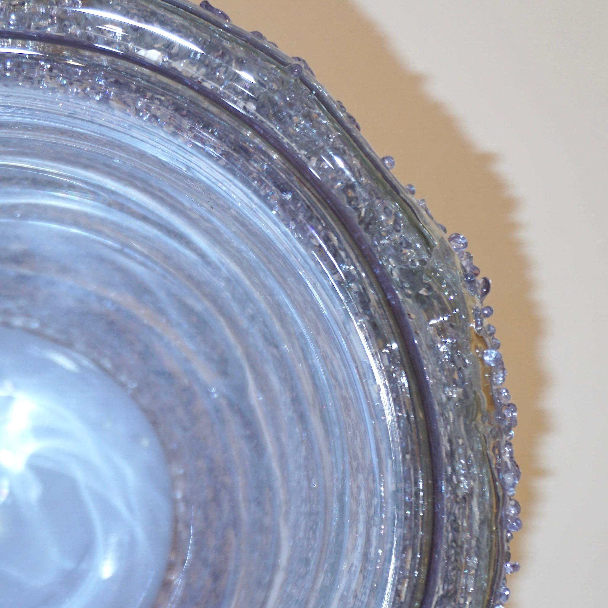 Minimalist Cenedese Italian Pair of Pink Amethyst Aqua Blue Alexandrite Murano Glass Vases