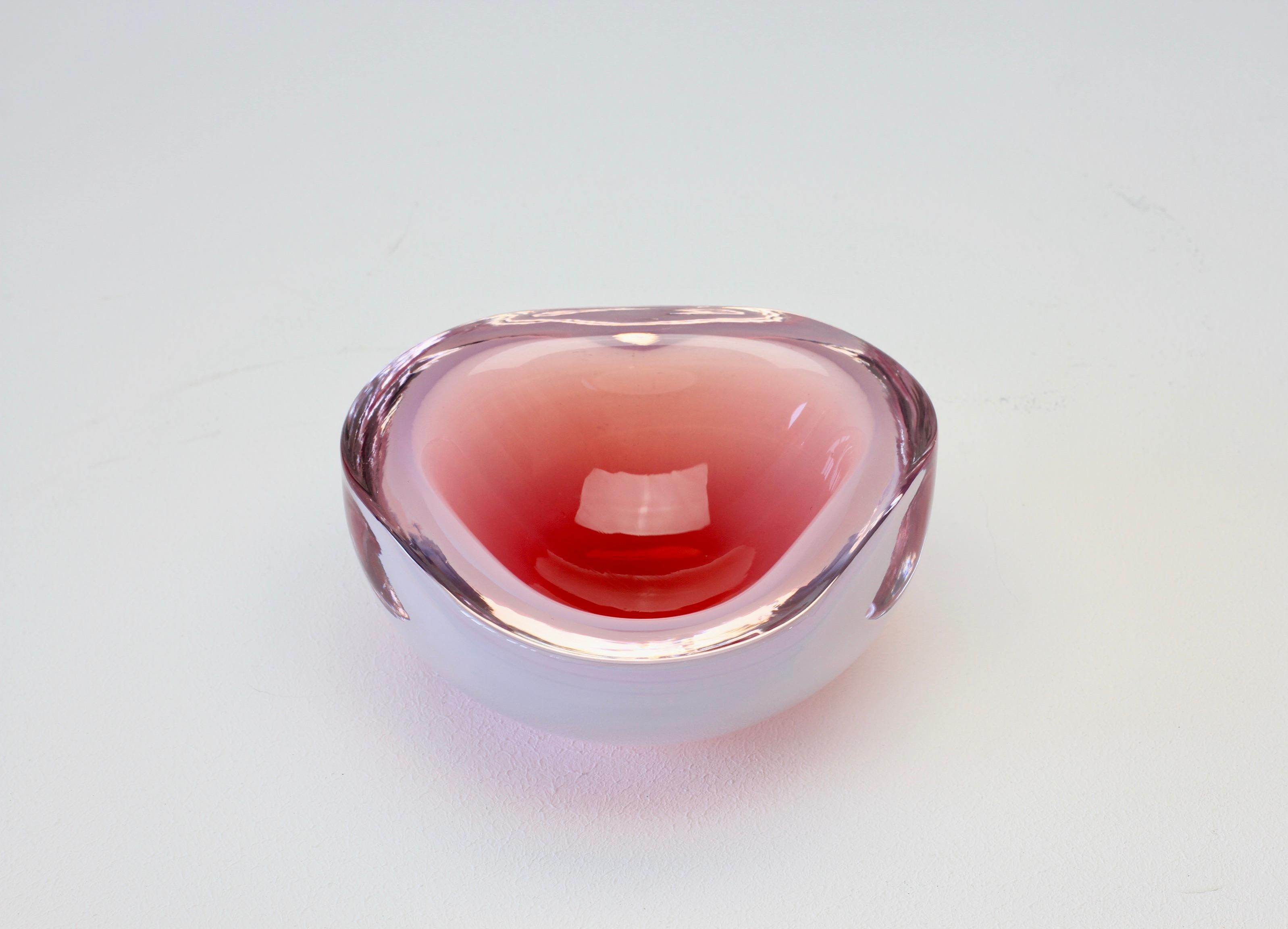 Cenedese Italian Pink Opaline Sommerso Murano Glass Bowl, Dish, Ashtray 1960s 4
