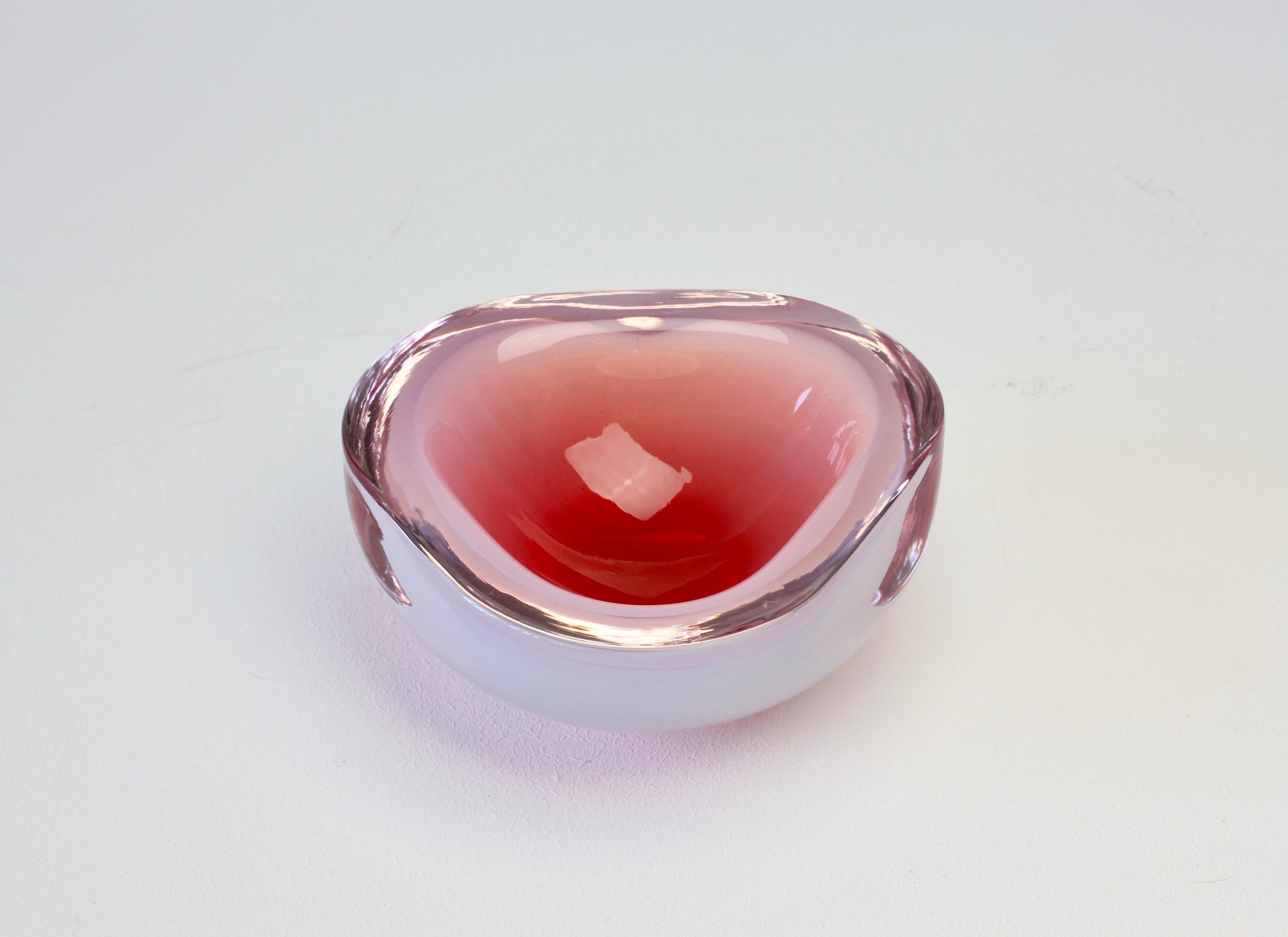Cenedese Italian Pink Opaline Sommerso Murano Glass Bowl, Dish, Ashtray 1960s 5