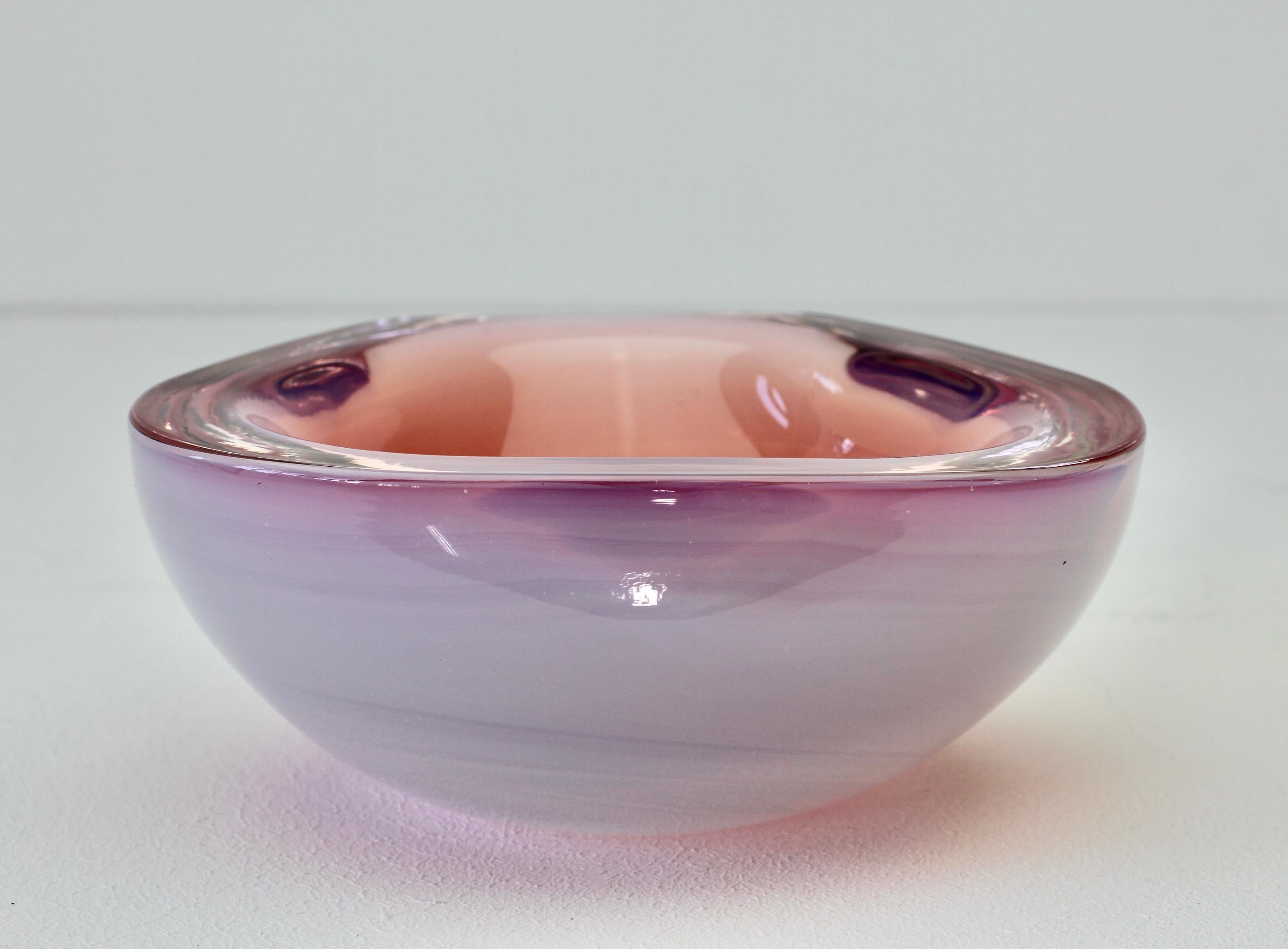 Mid-Century Modern Cenedese Italian Pink Opaline Sommerso Murano Glass Bowl, Dish, Ashtray 1960s