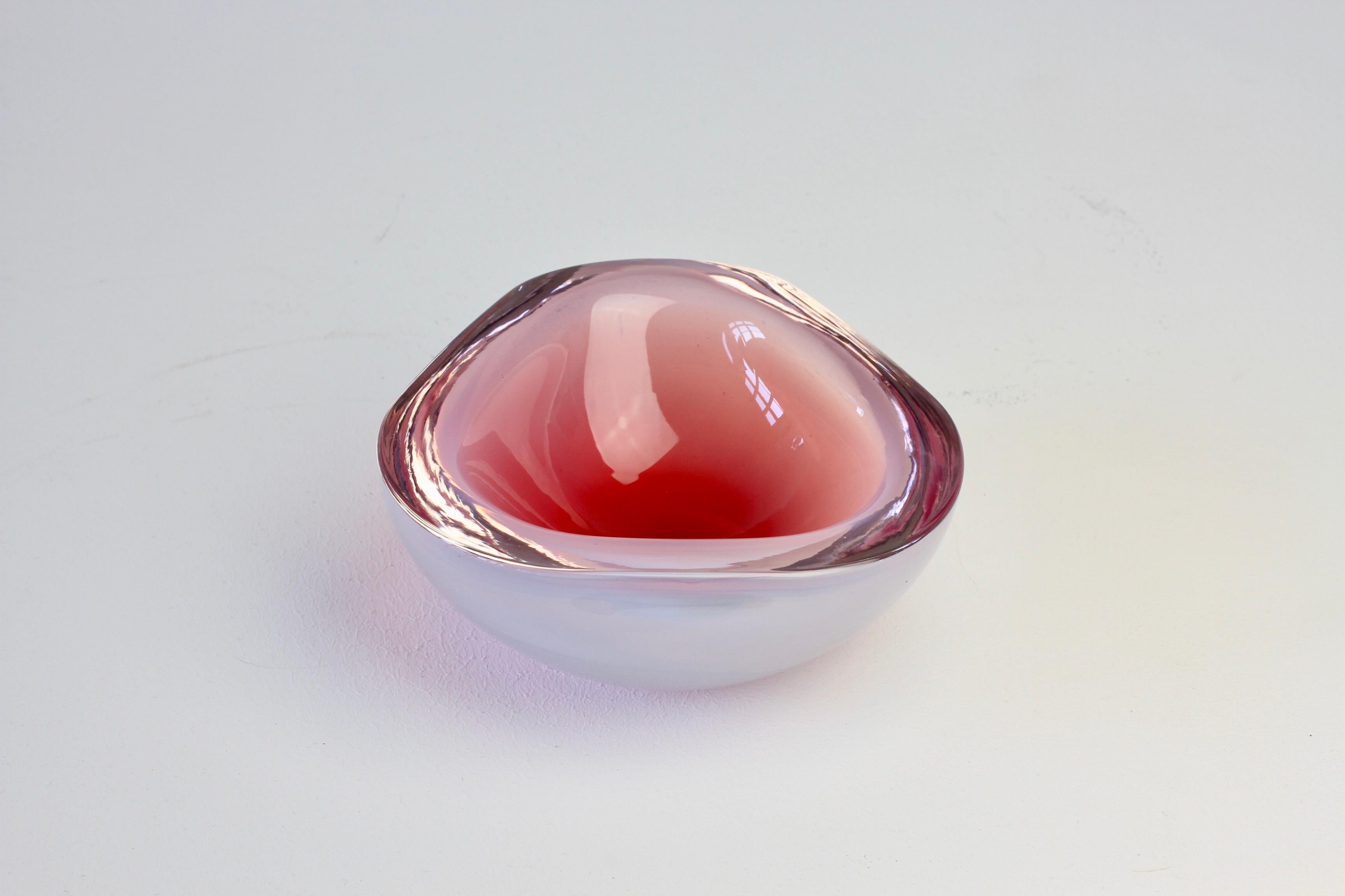 20th Century Cenedese Italian Pink Opaline Sommerso Murano Glass Bowl, Dish, Ashtray 1960s