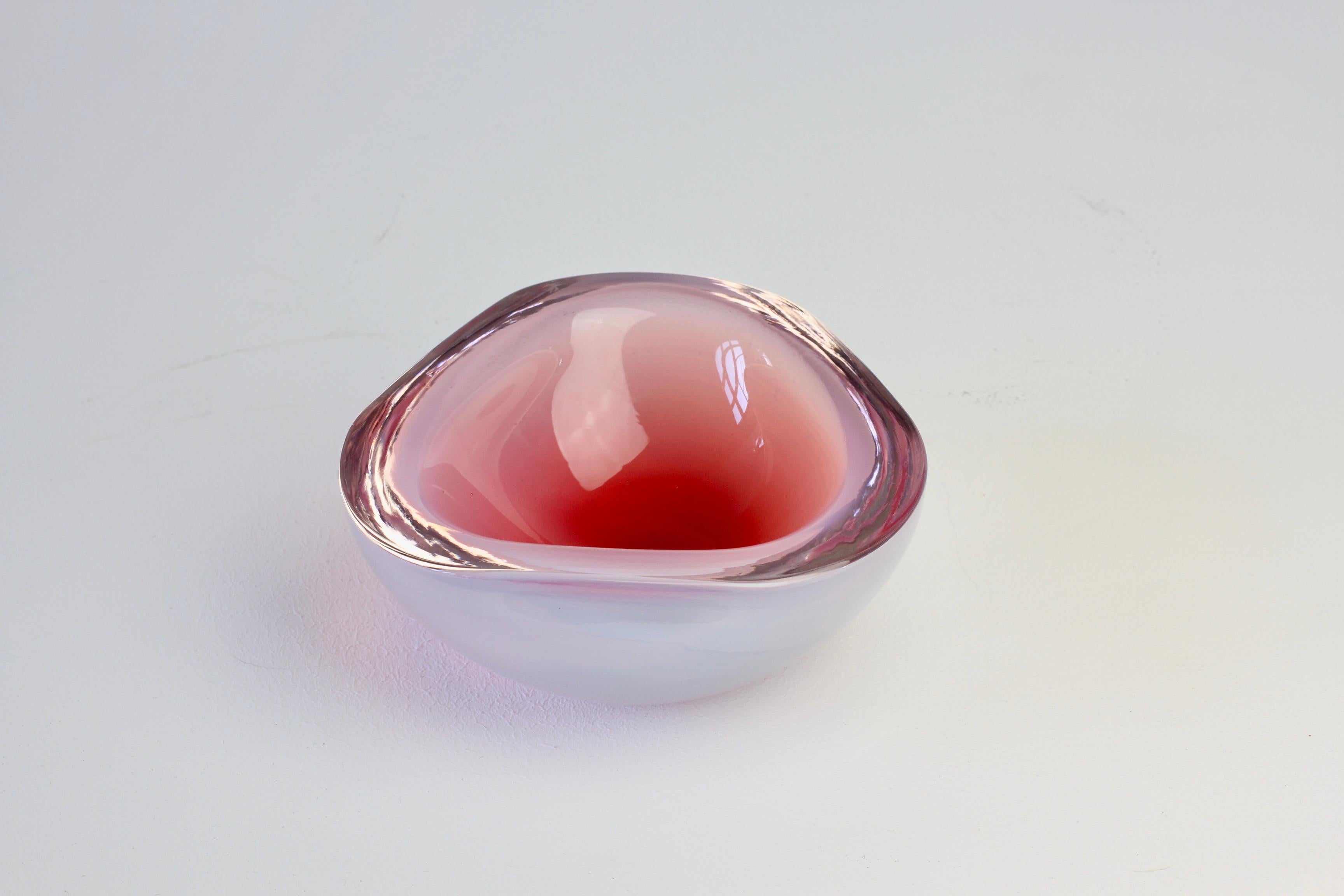 Cenedese Italian Pink Opaline Sommerso Murano Glass Bowl, Dish, Ashtray 1960s 1