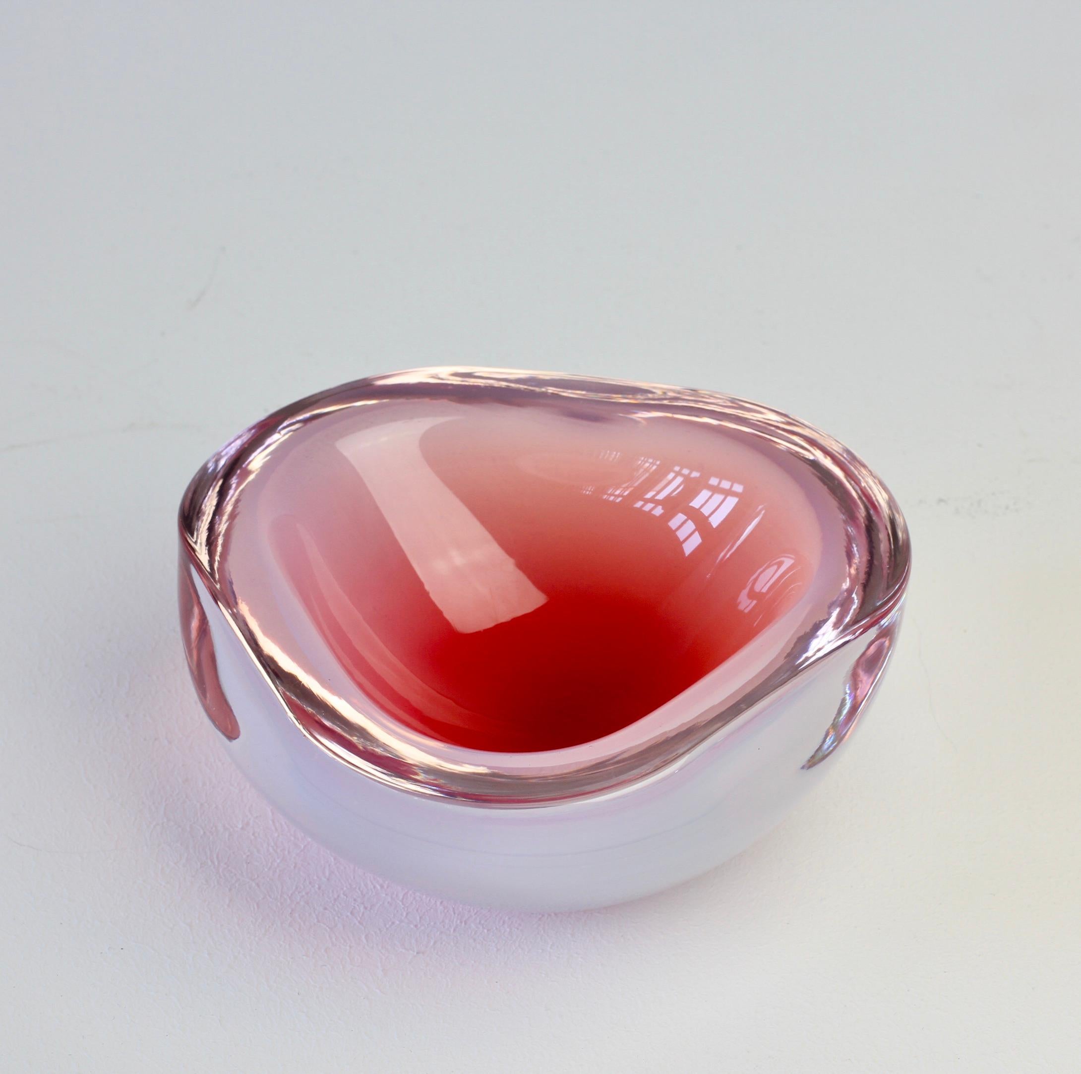 Cenedese Italian Pink Opaline Sommerso Murano Glass Bowl, Dish, Ashtray 1960s 2