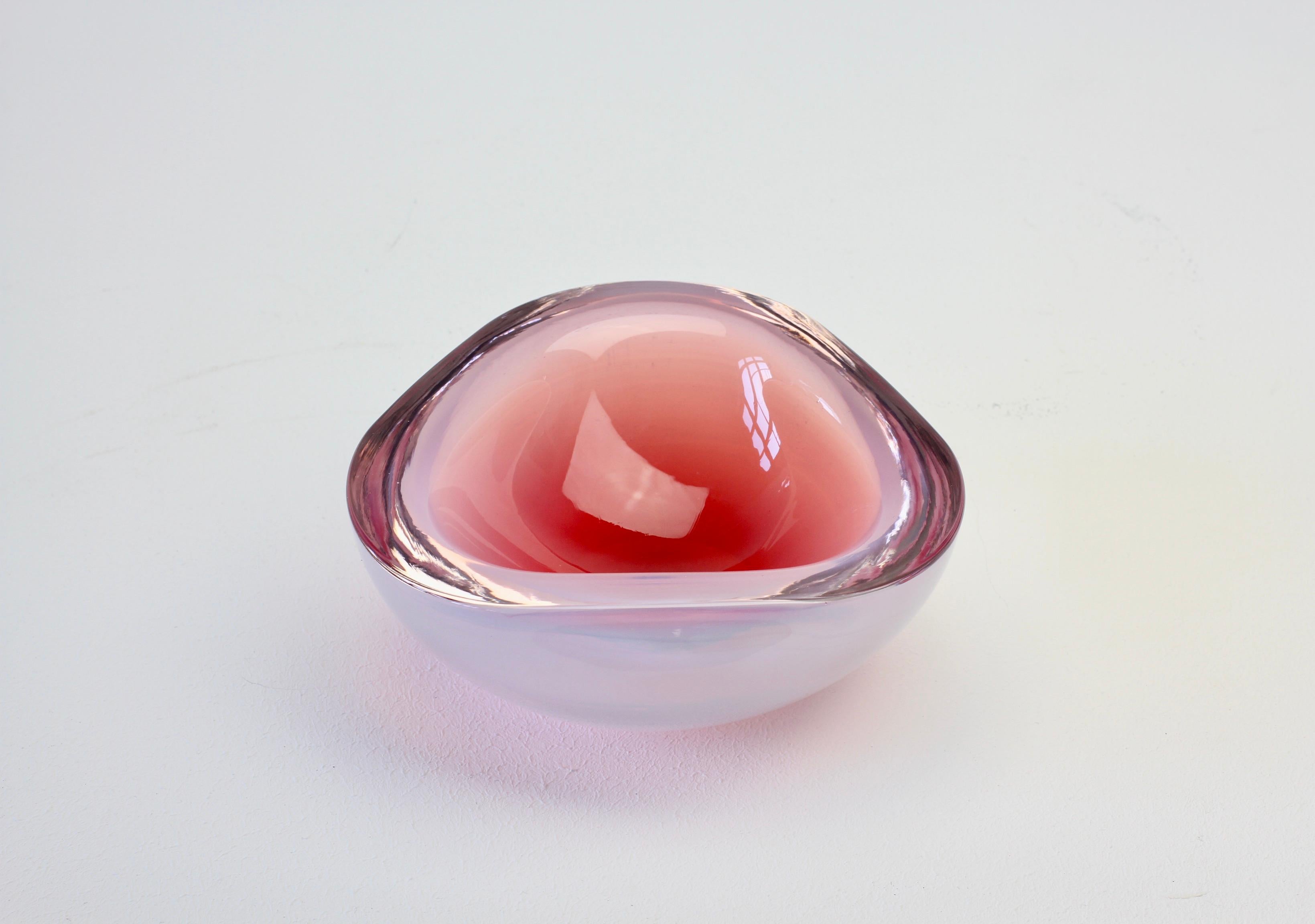 Cenedese Italian Pink Opaline Sommerso Murano Glass Bowl, Dish, Ashtray 1960s 3
