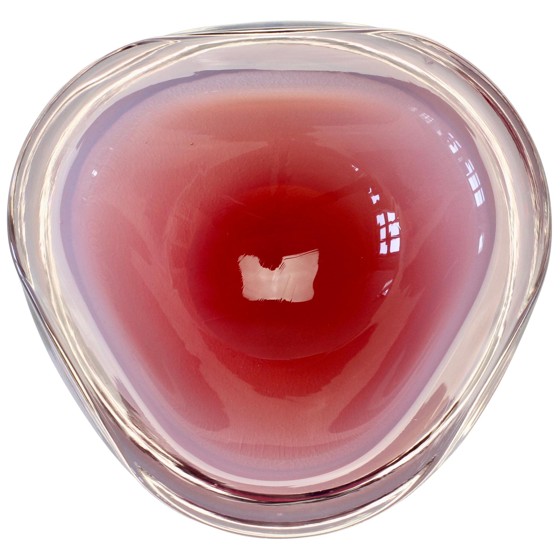 Cenedese Italian Pink Opaline Sommerso Murano Glass Bowl, Dish, Ashtray 1960s