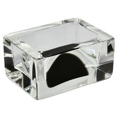 Vintage Cenedese Italian Rectangular Black and Clear Murano Glass Bowl, Dish or Ashtray