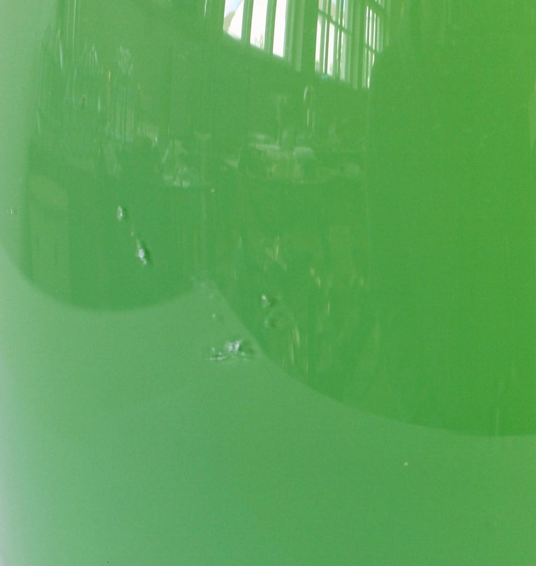 Blown Glass Cenedese Large Green Vintage Italian Venetian Murano Glass Vase For Sale