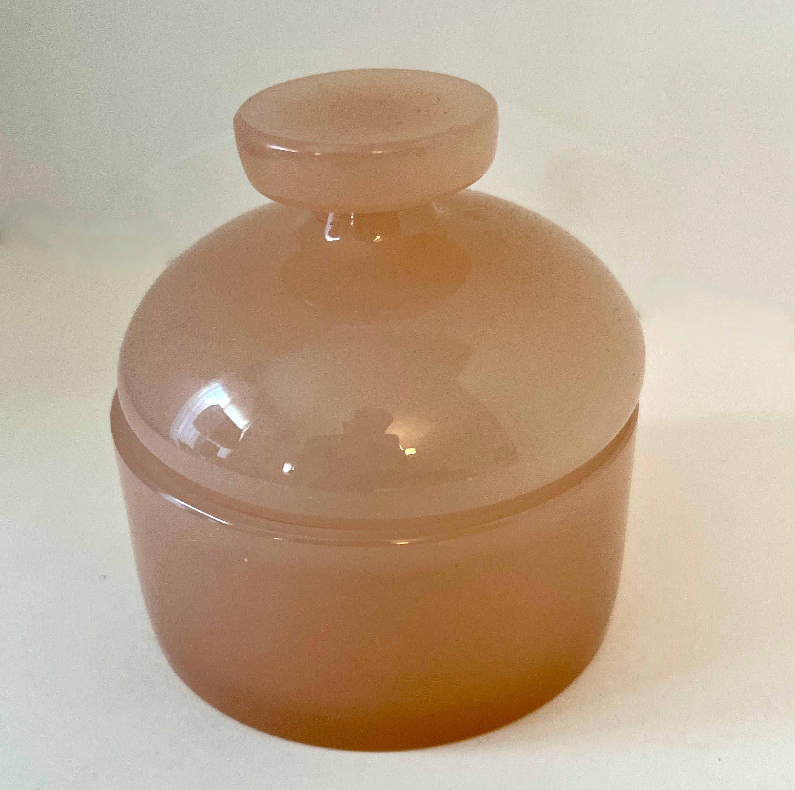20th Century Cenedese Lidded Italian Pink Apothecary Glass for Vanity  For Sale