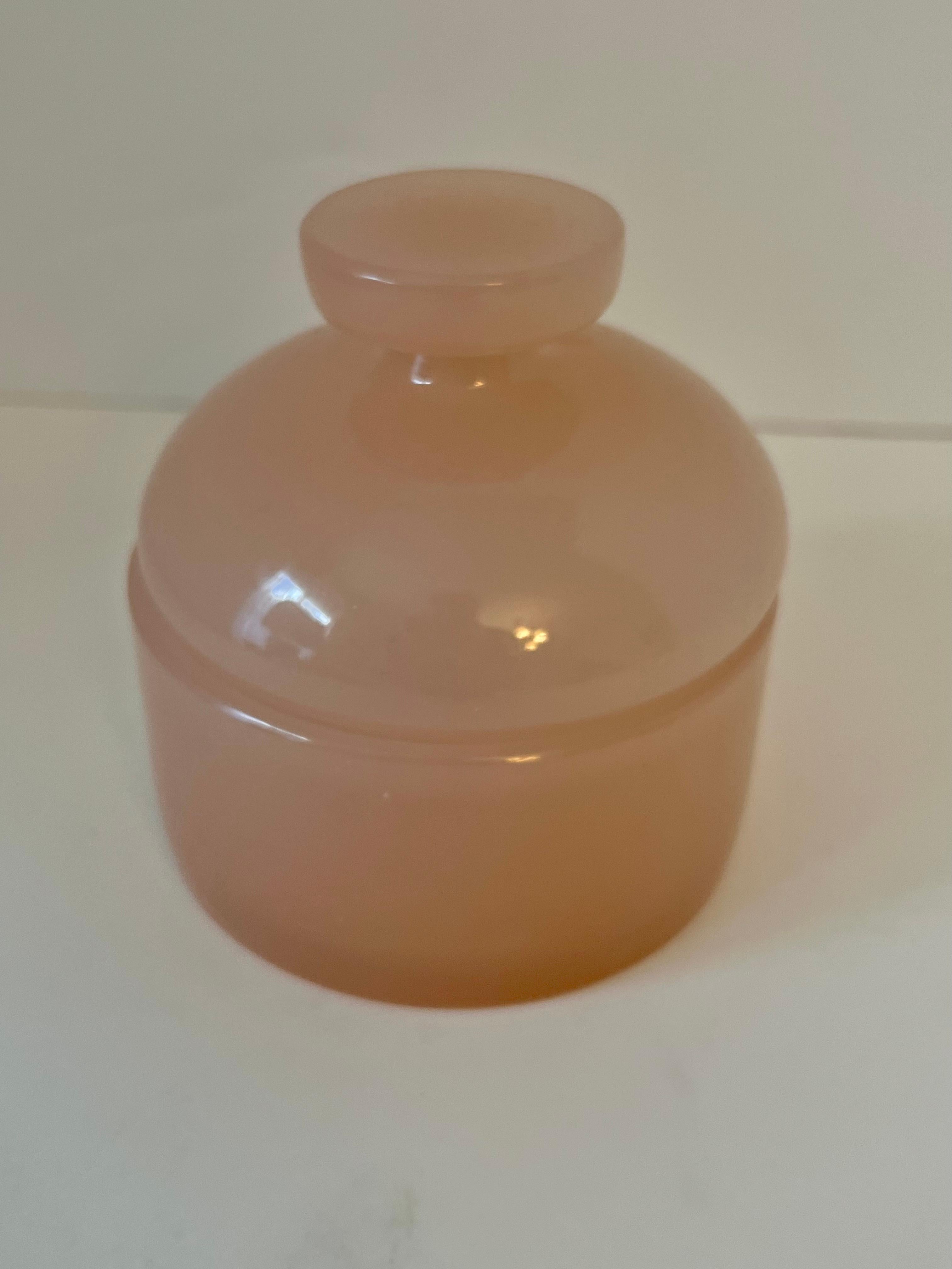 Cenedese Lidded Italian Pink Apothecary Glass for Vanity  For Sale 1