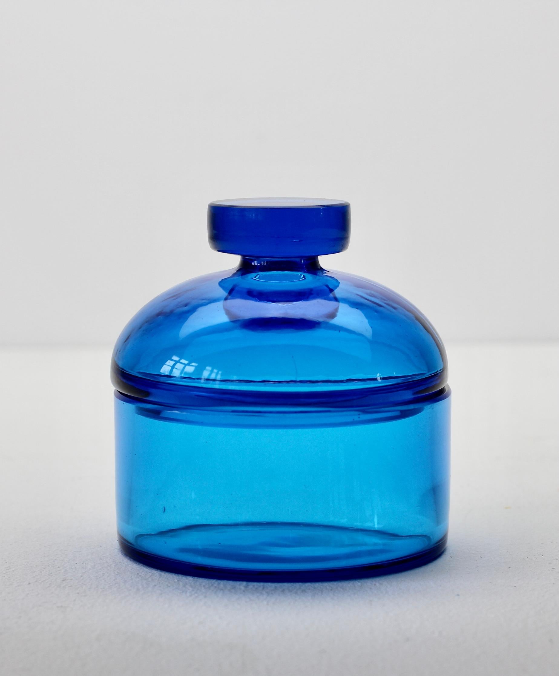 Cenedese Mid-Century Clear Blue Italian Murano Glass Apothecary Lidded Jar In Excellent Condition In Landau an der Isar, Bayern