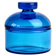 Retro Cenedese Mid-Century Clear Blue Italian Murano Glass Apothecary Lidded Jar