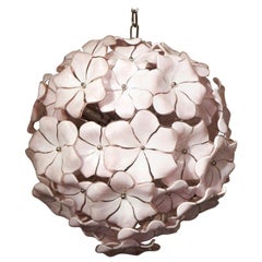 Lustre Cenedese en verre de Murano rose de style italien moderne du milieu du siècle, 1980