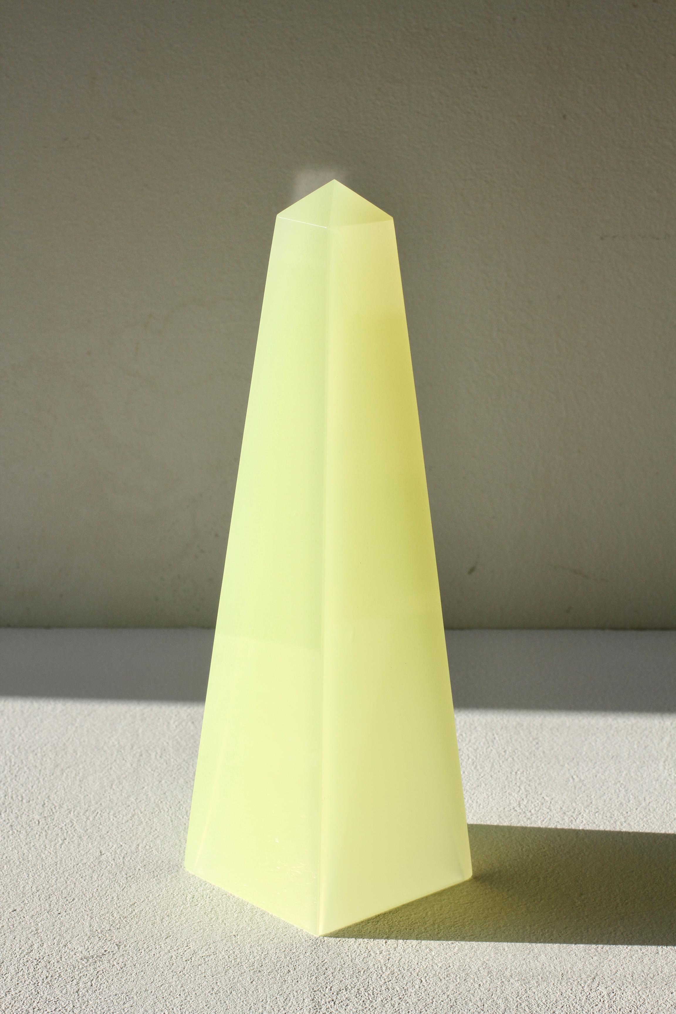 Cenedese Mid-Century Modern Vintage Neon Yellow Italian Murano Glass Obelisk For Sale 11