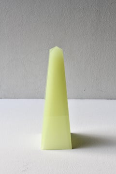 Cenedese Mid-Century Modern Vintage Neon Yellow Italian Murano Glass Obelisk