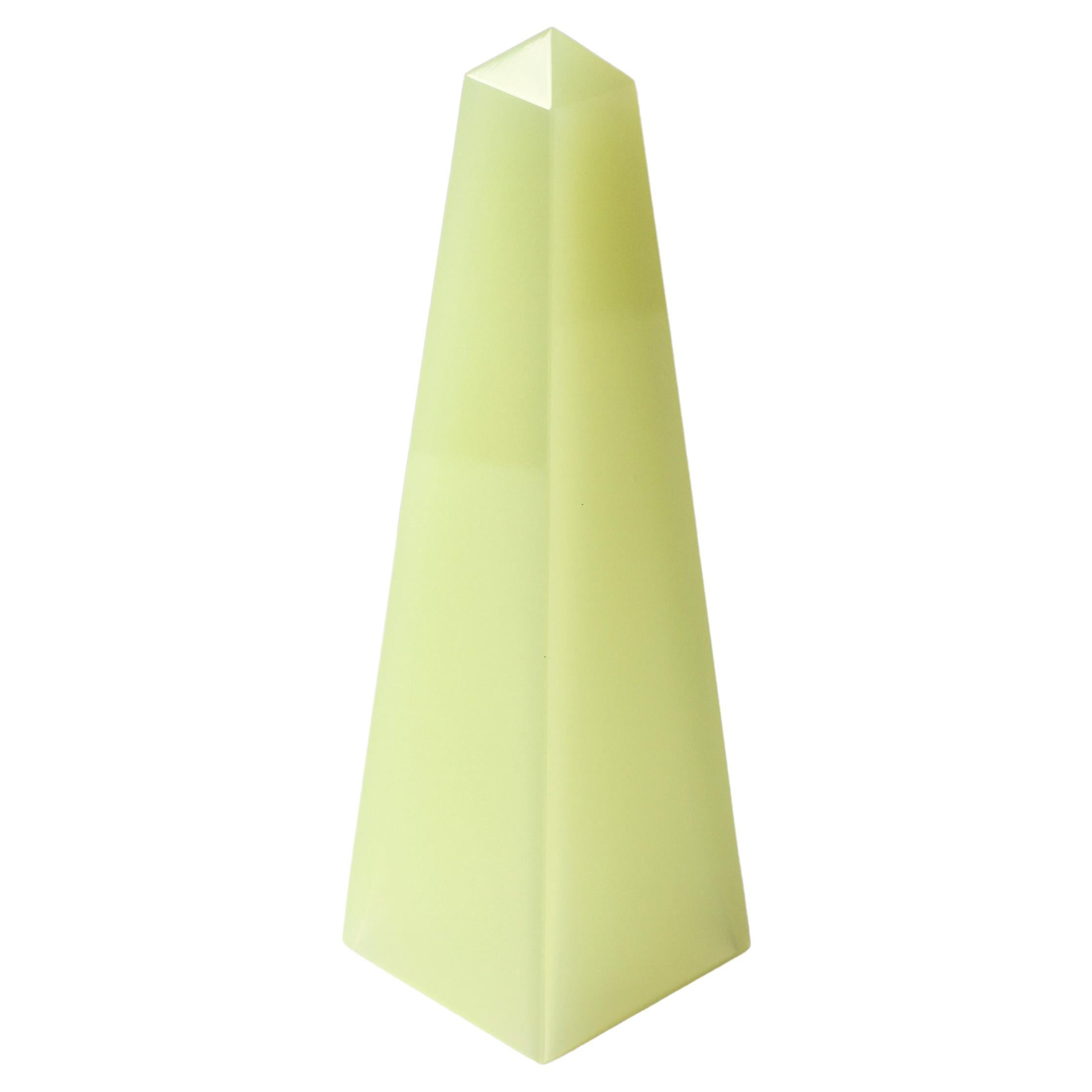 Cenedese Mid-Century Modern Vintage Neon Yellow Italian Murano Glass Obelisk For Sale
