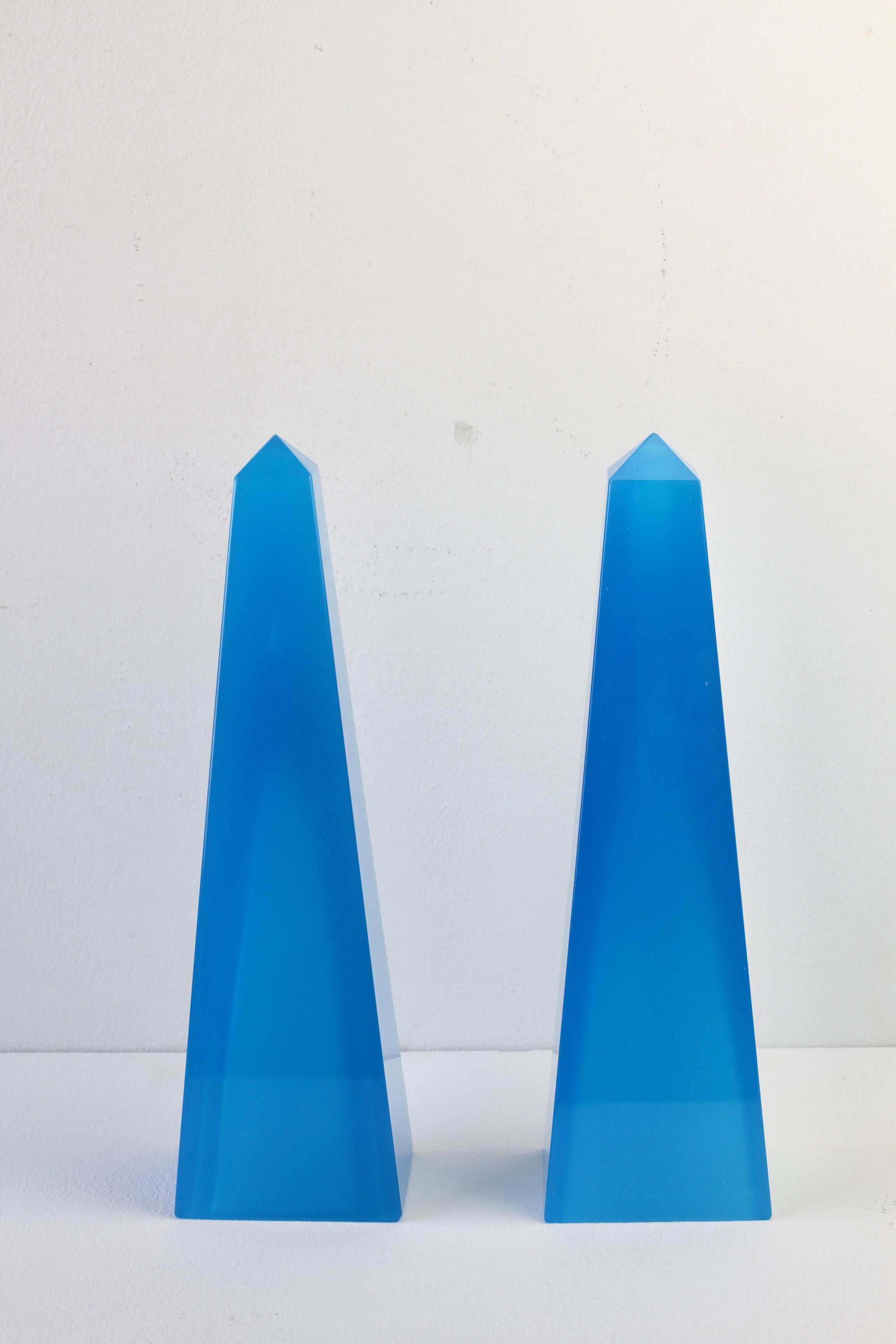 Cenedese Mid-Century Modern Vintage Pair of Blue Italian Murano Glass Obelisks 4