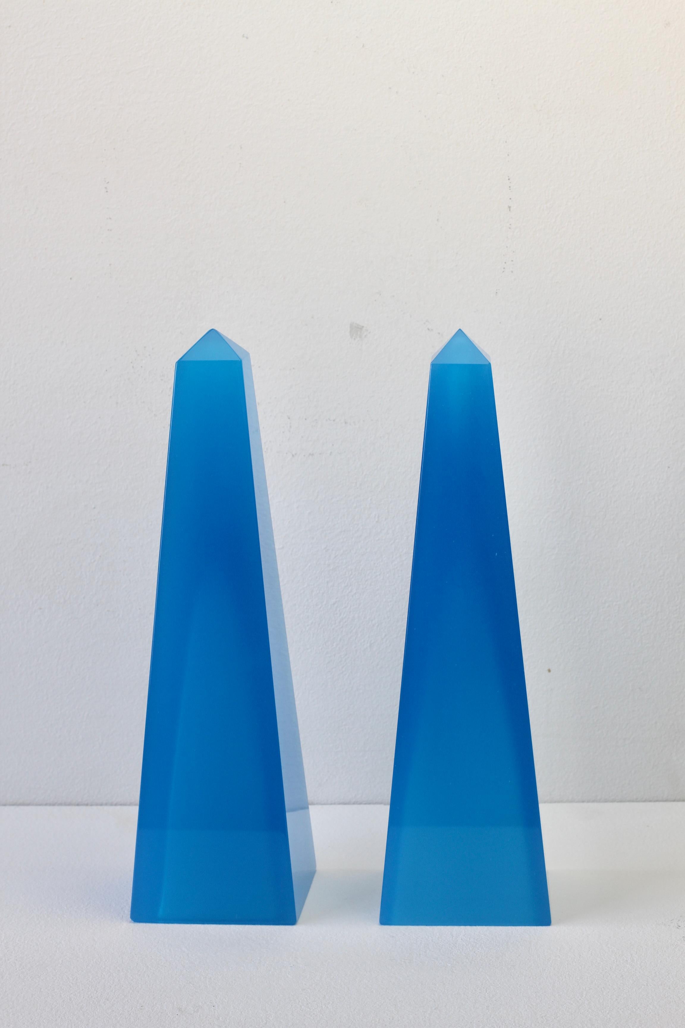 Cenedese Mid-Century Modern Vintage Pair of Blue Italian Murano Glass Obelisks 5